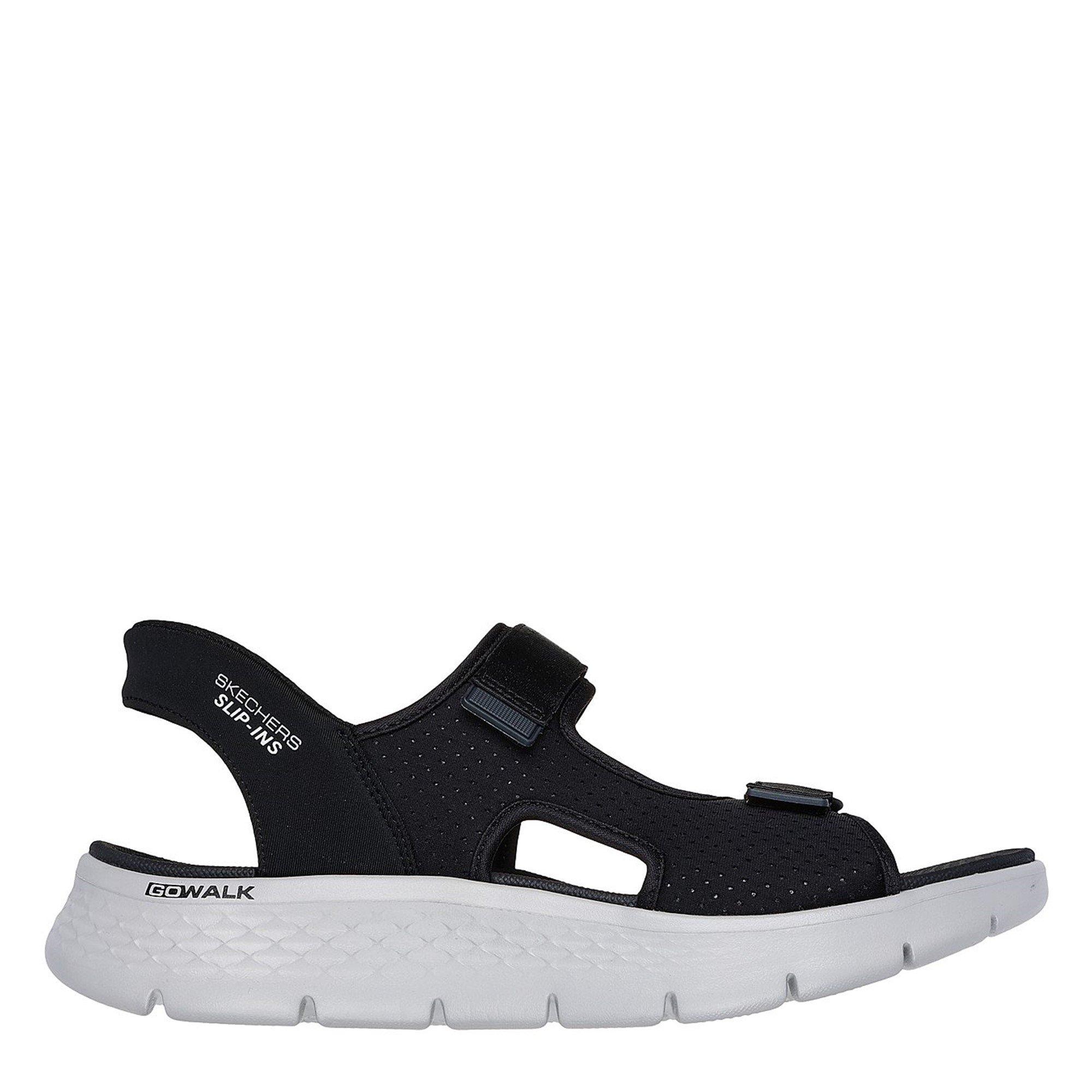Preto/Cinza - Skechers - Slip-On Quarter Strap Flat Sandals - 3