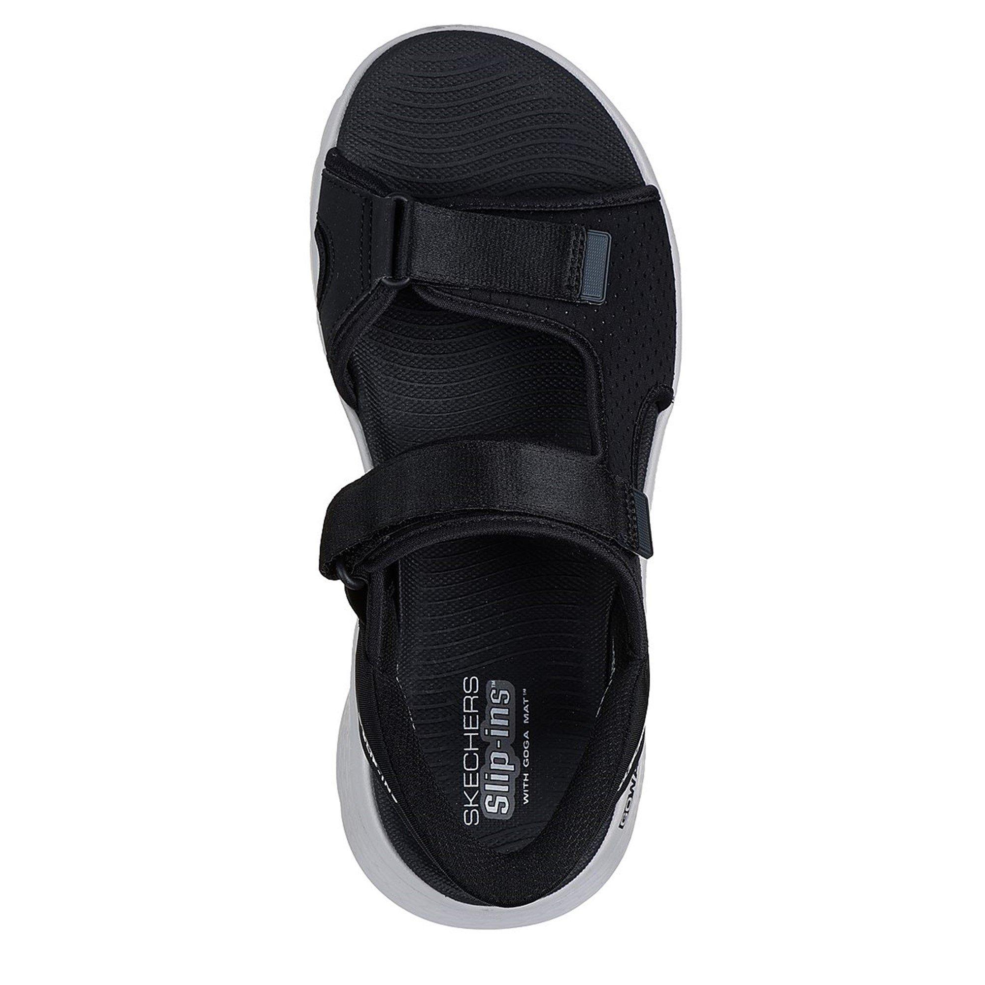 Preto/Cinza - Skechers - Slip-On Quarter Strap Flat Sandals - 5