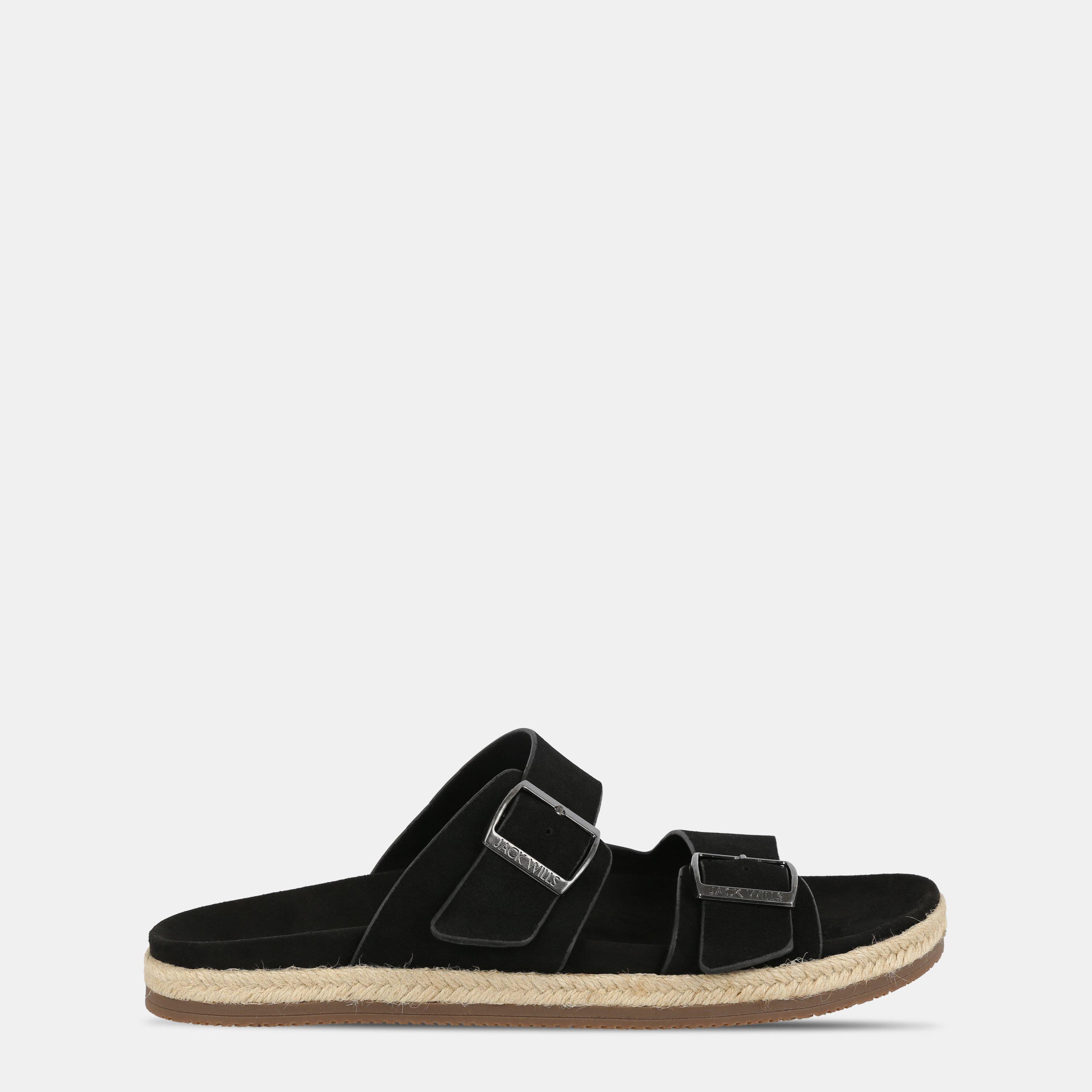 Zwart - Jack Wills - Men's Leather Slip On Flat Sandals - 1