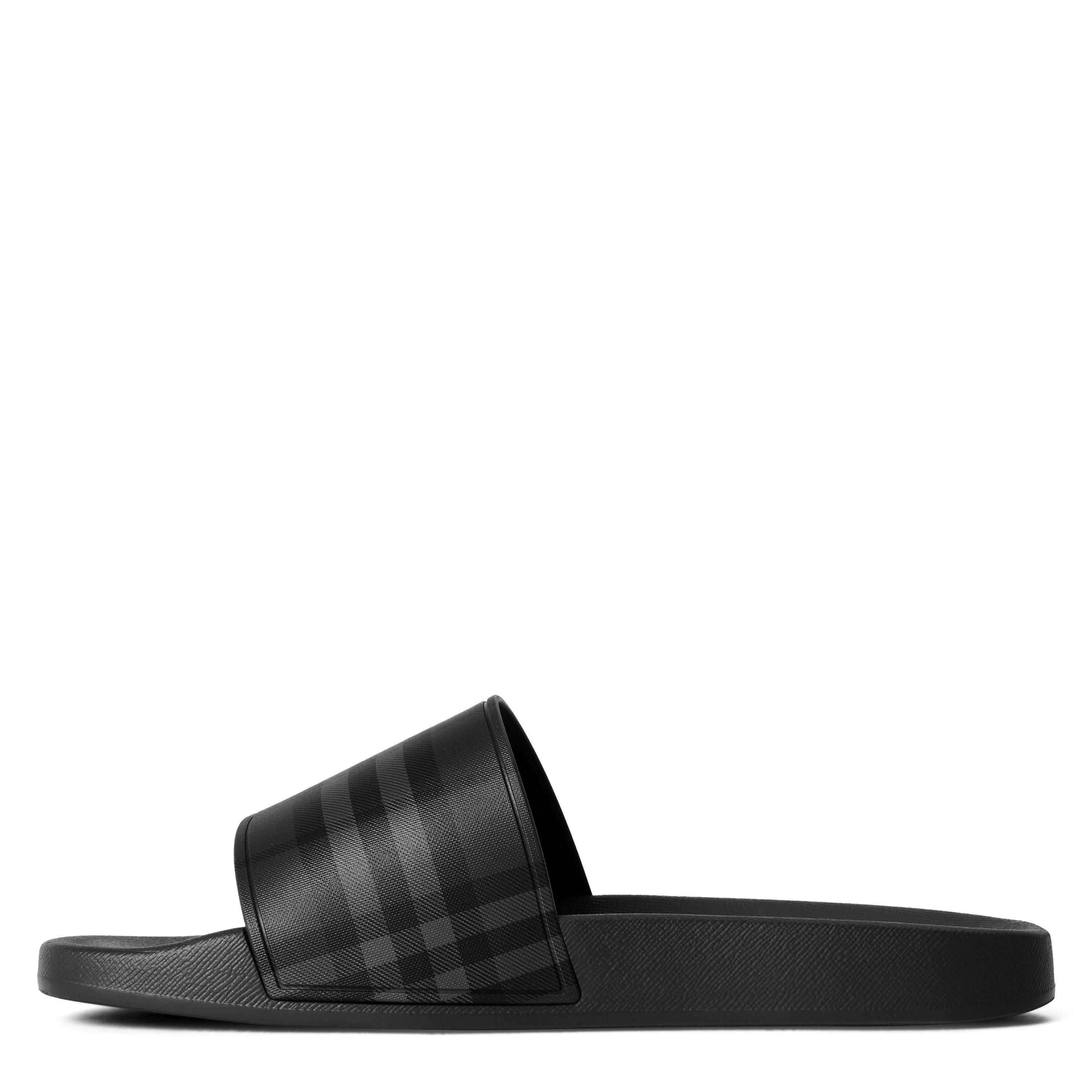 Lead Grey - Burberry - Mens Furley Check Slides - 2