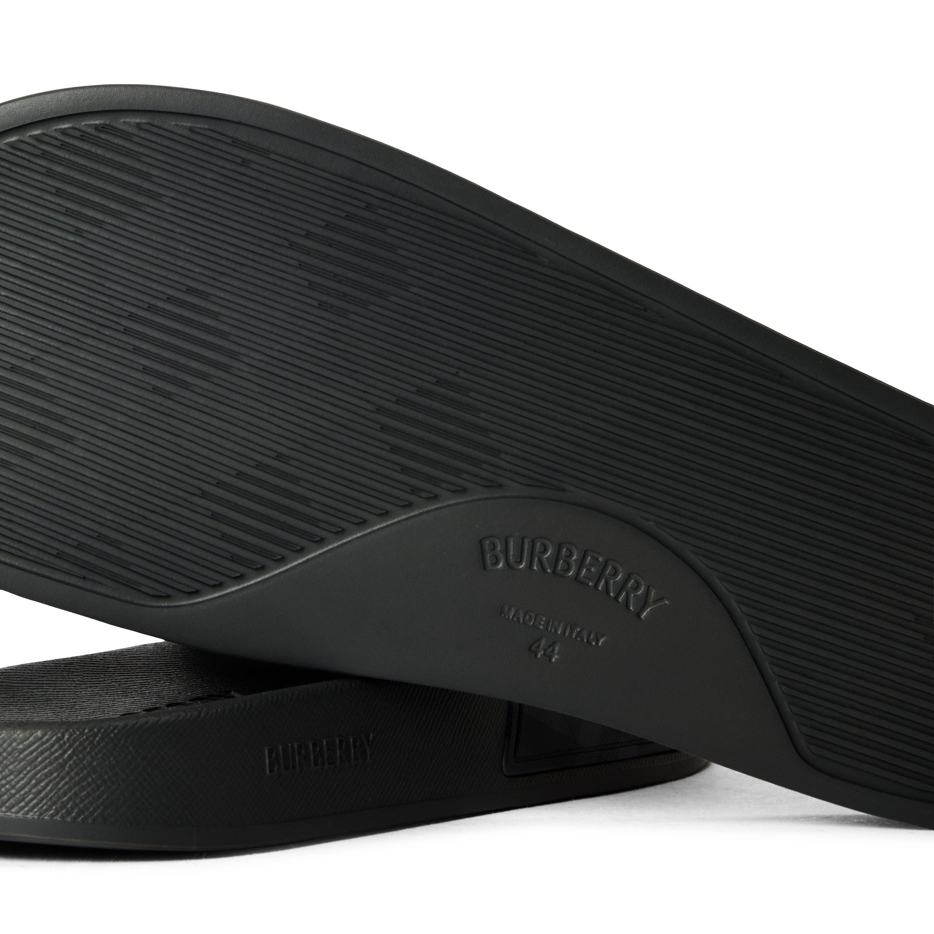 Lead Grey - Burberry - Mens Furley Check Slides - 4