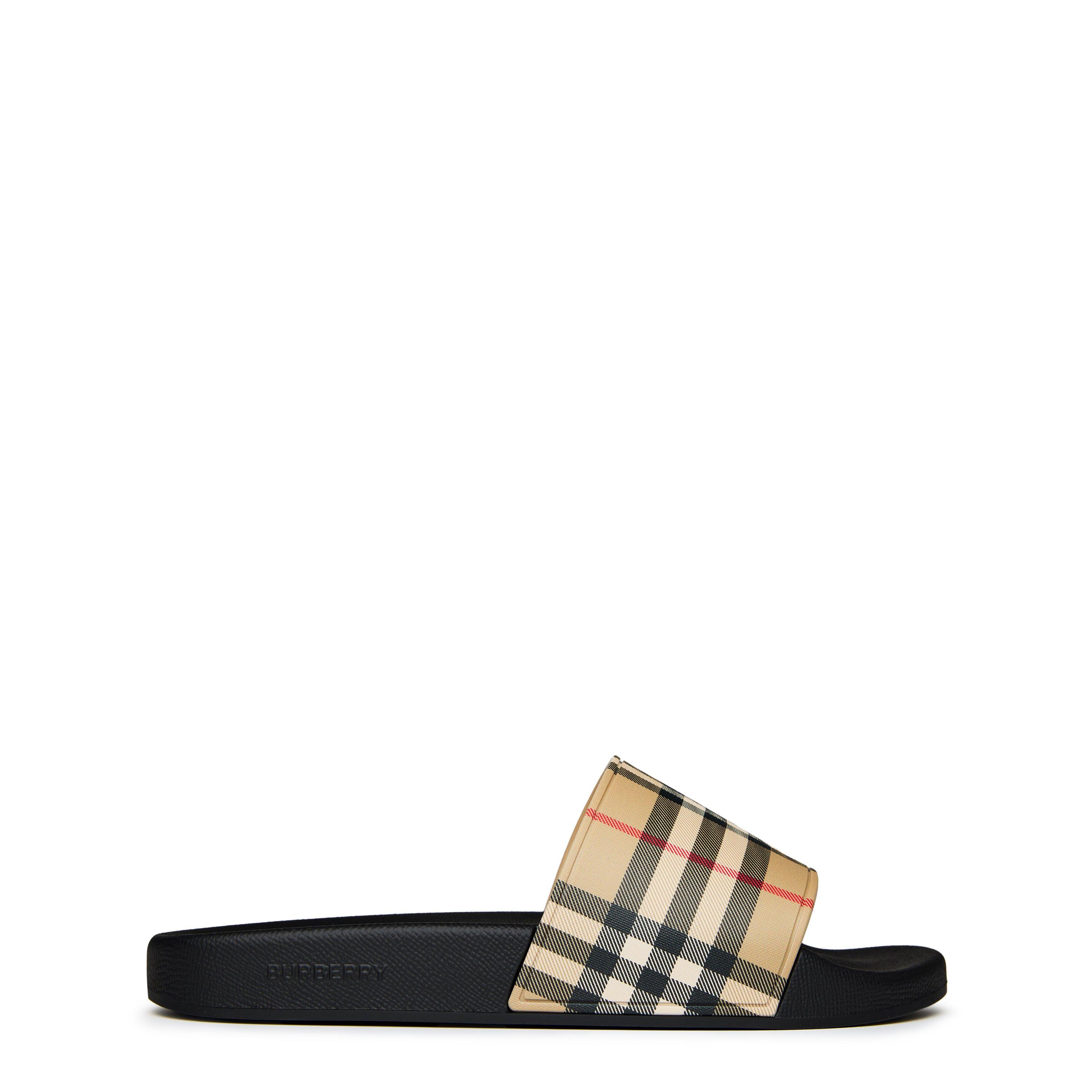 Archive Beige - Burberry - Mens Furley Check Slides - 1