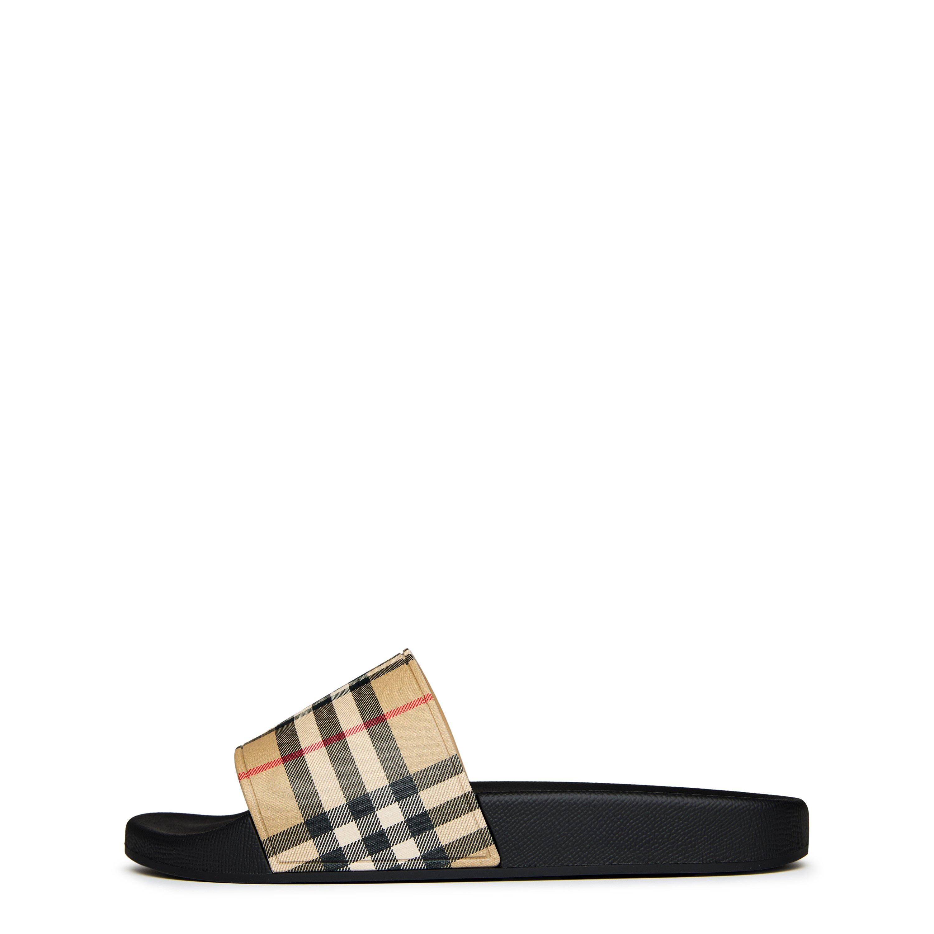 Archive Beige - Burberry - Men's Check Furley Logo Sliders - 3