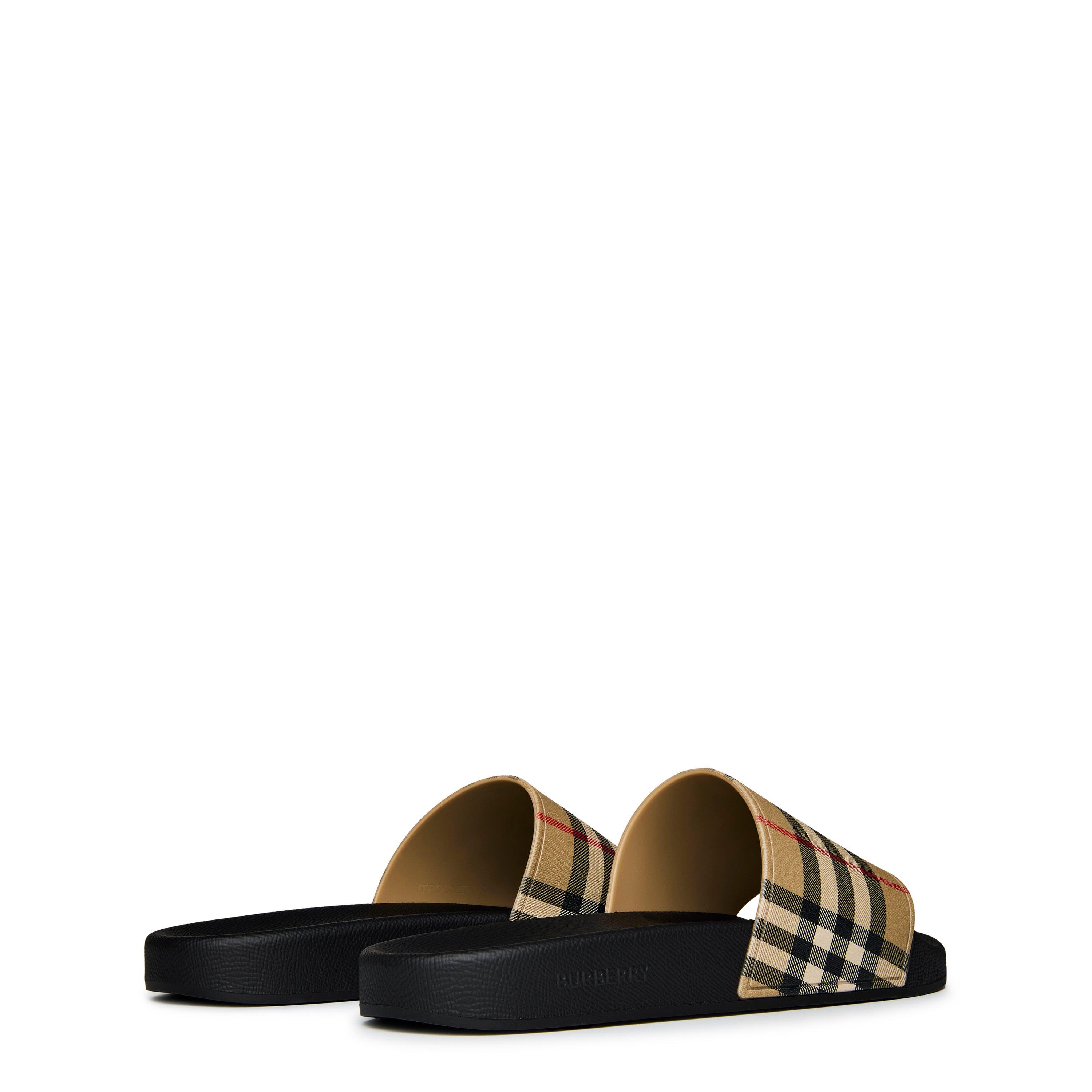 Archive Beige - Burberry - Men's Check Furley Logo Sliders - 5