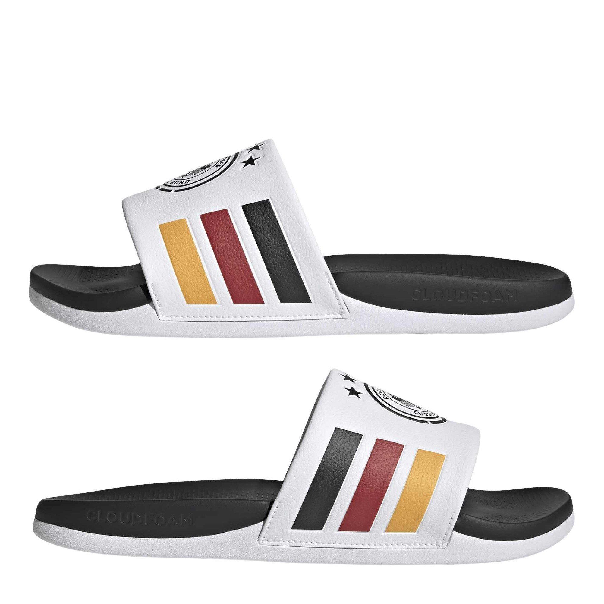 White/Black/Gld - adidas - Men's Pool Sliders - 9