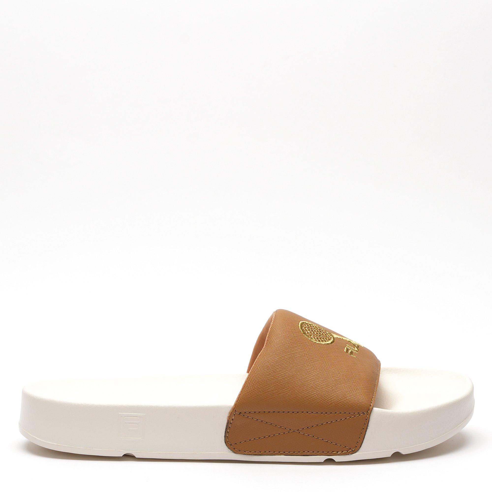 Wht/Brwn/Yellow - Fila - FILA Drifter OM Embroidered Adults Slide Sandals - 2