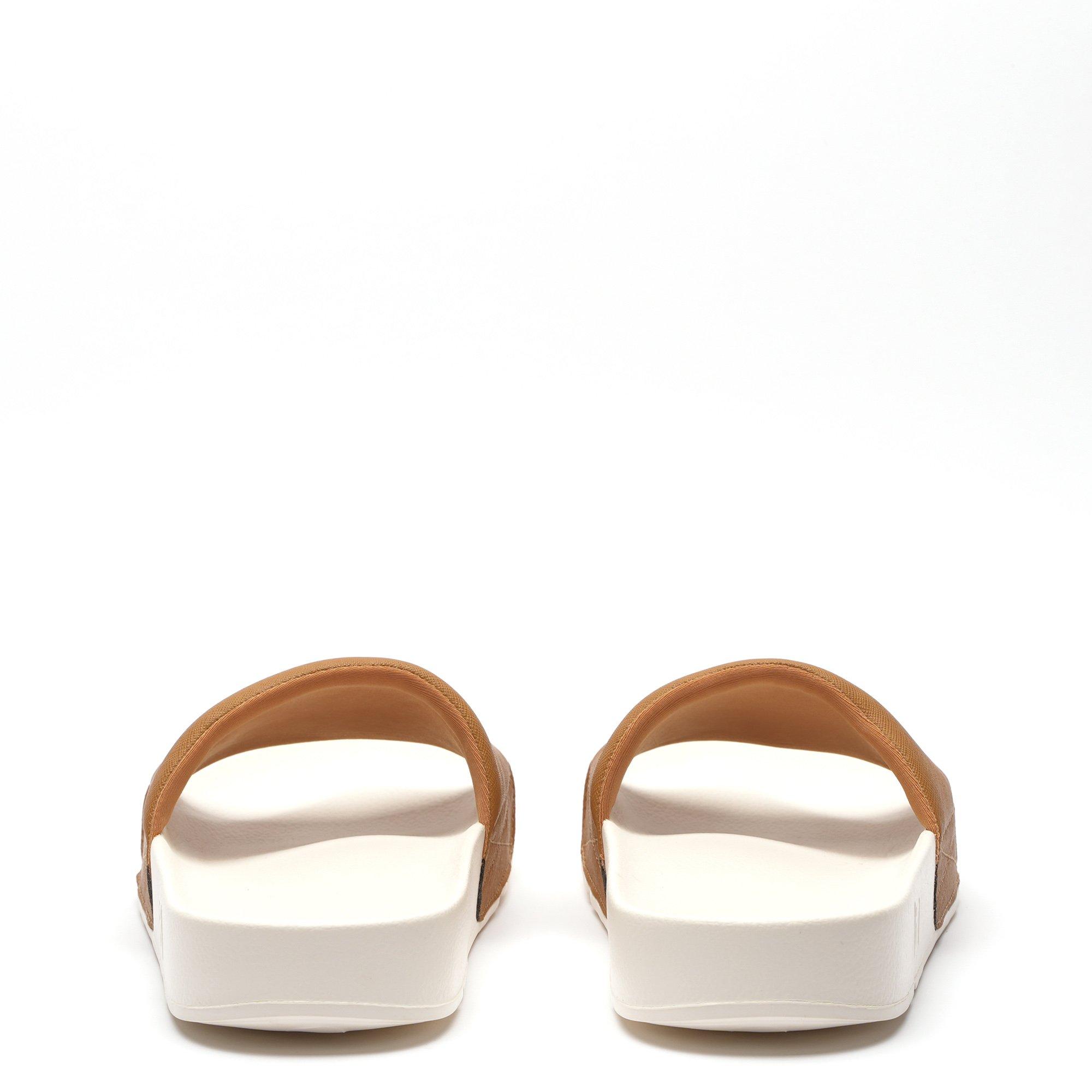 Wht/Brwn/Yellow - Fila - FILA Drifter OM Embroidered Adults Slide Sandals - 4