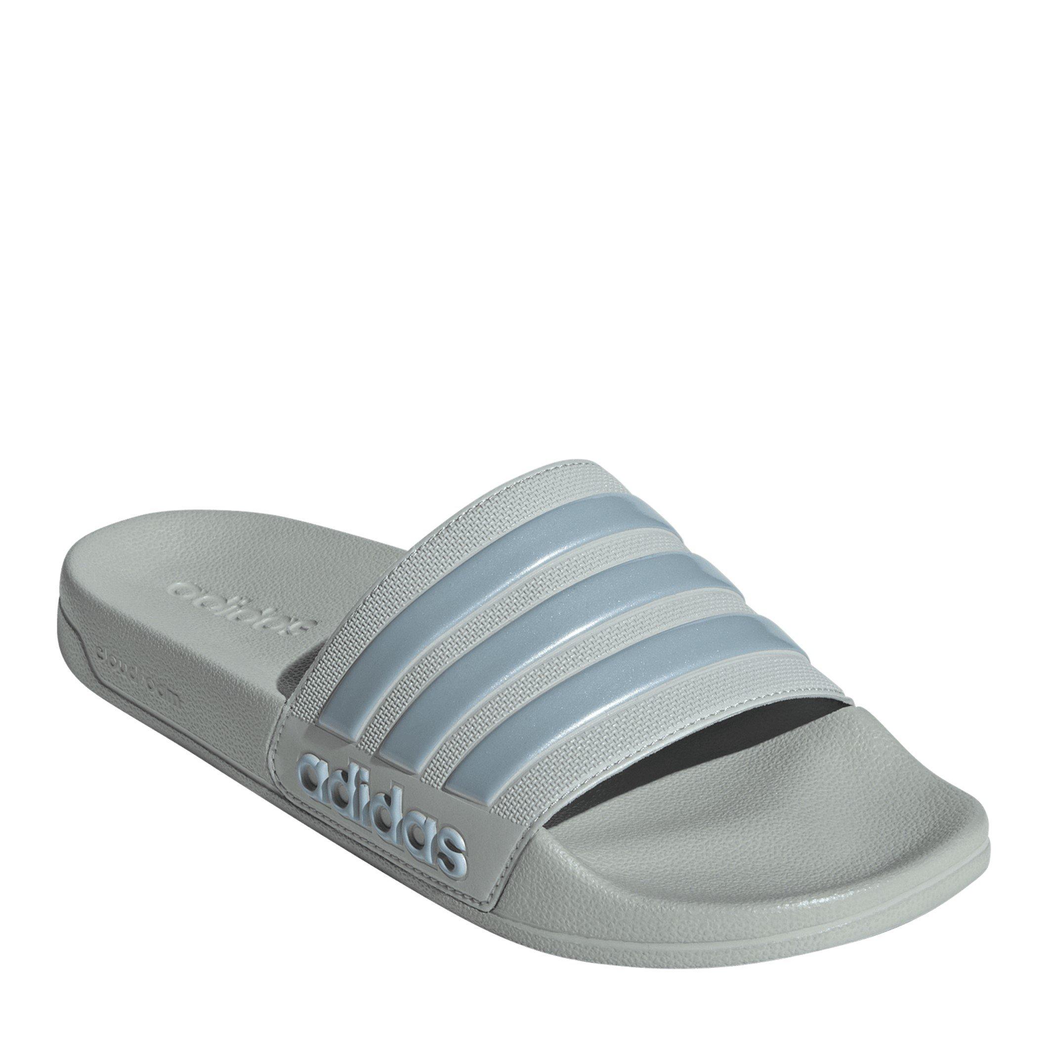 Srebro/Gry/Plava - adidas - Adults Adilette Shower Pool Sliders - 3