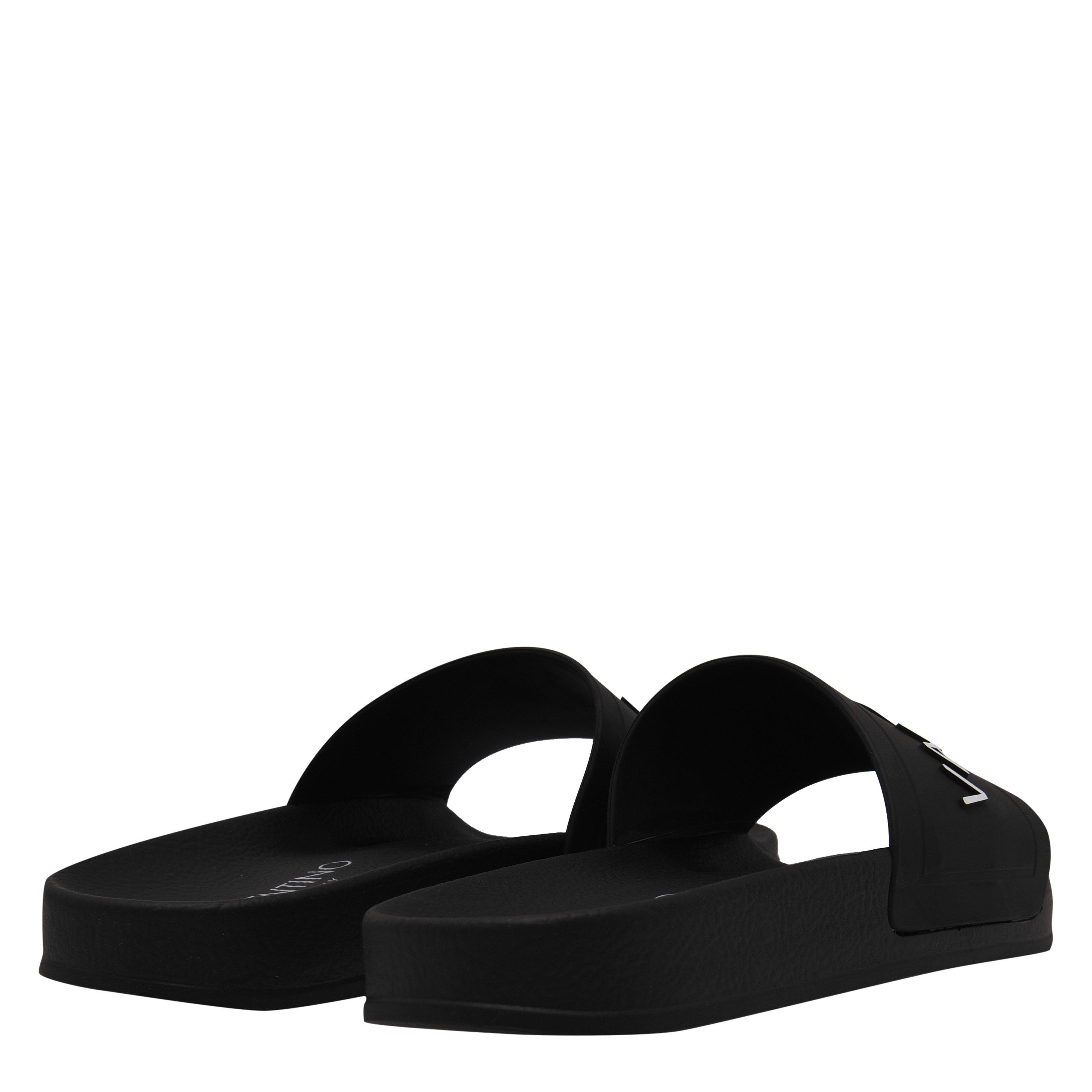 550 Black - Valentino - Logo Rubber Sliders - 5
