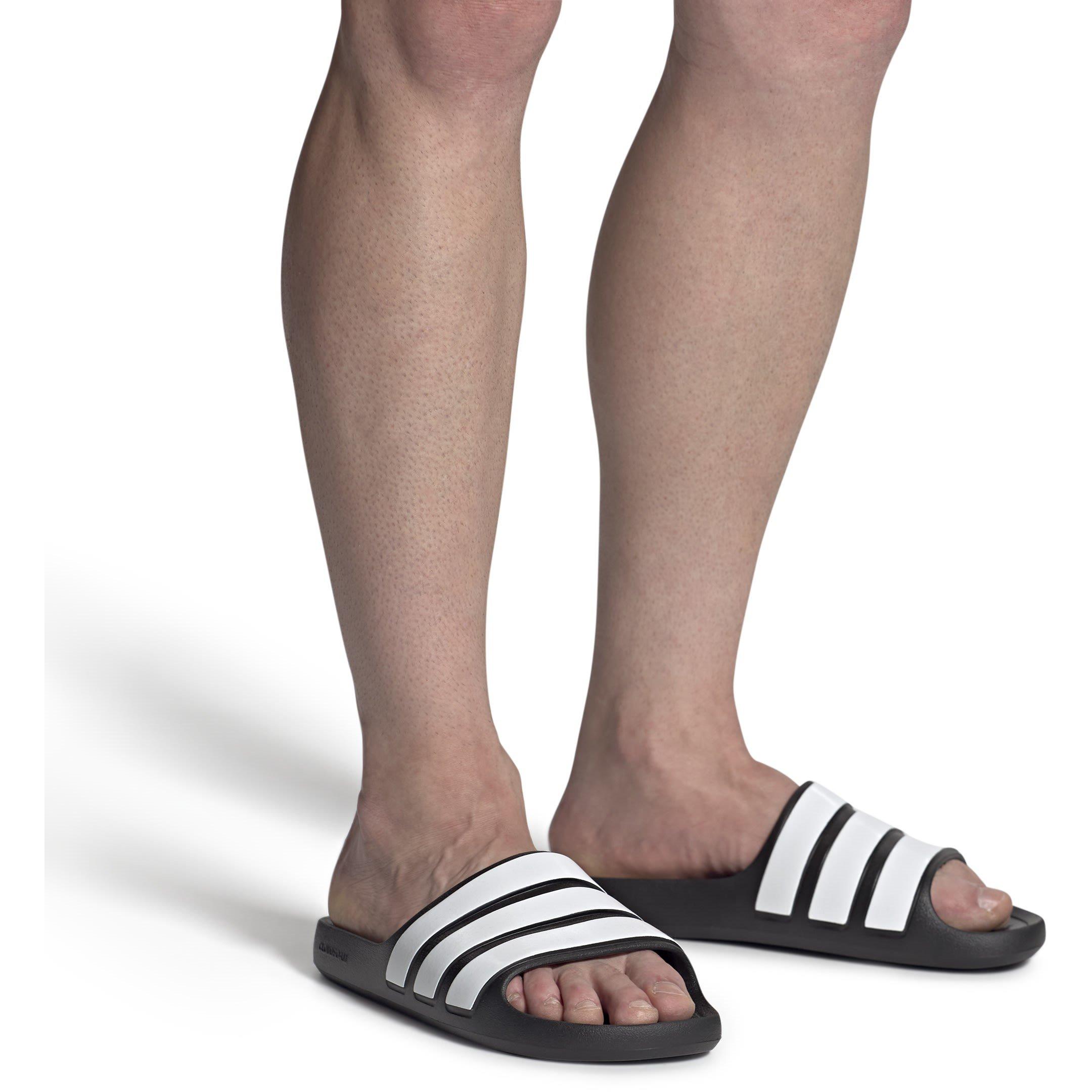 Black/White/Blk - adidas - Adilette Flow Mens Slide Sandals - 3