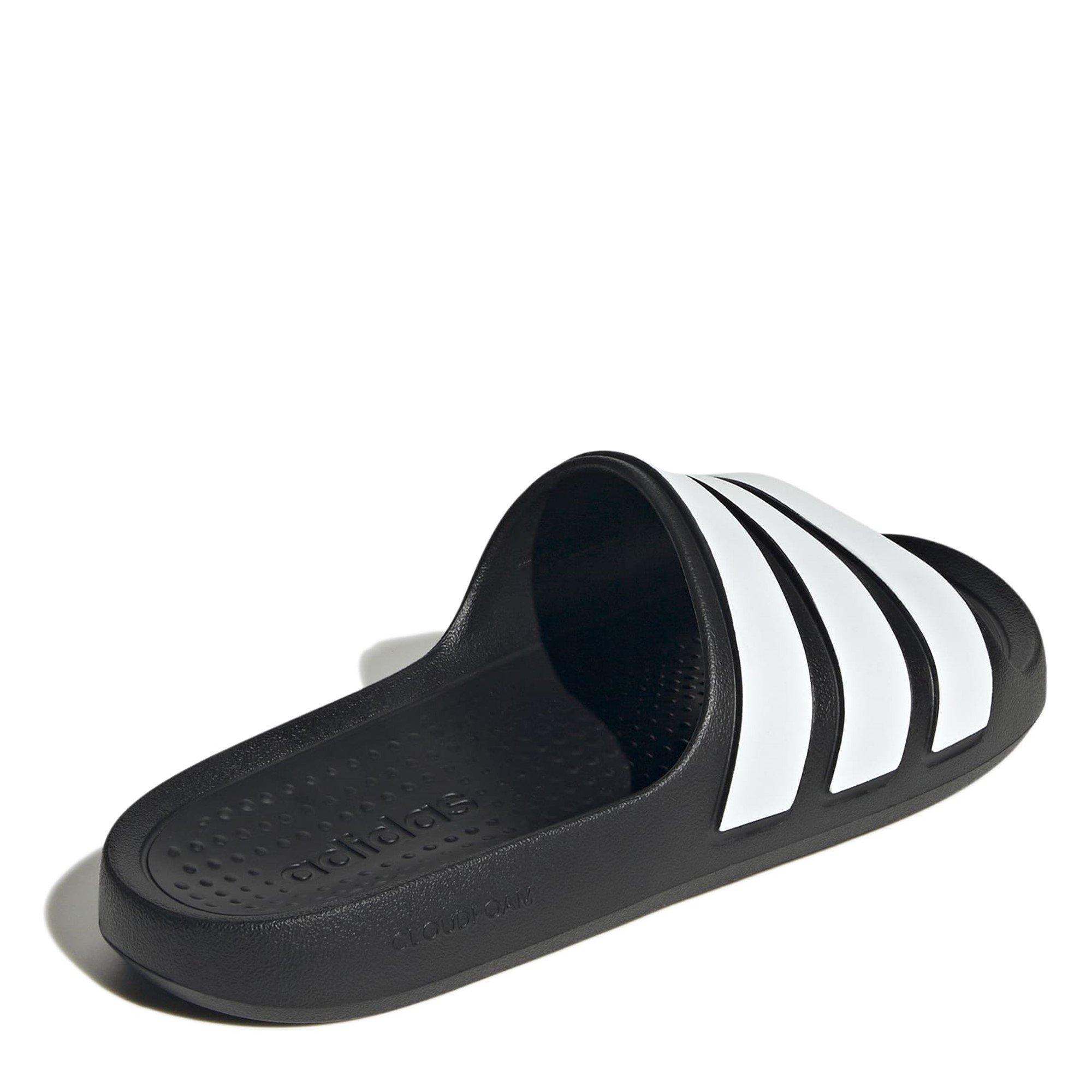 Black/White/Blk - adidas - Adilette Flow Mens Slide Sandals - 5