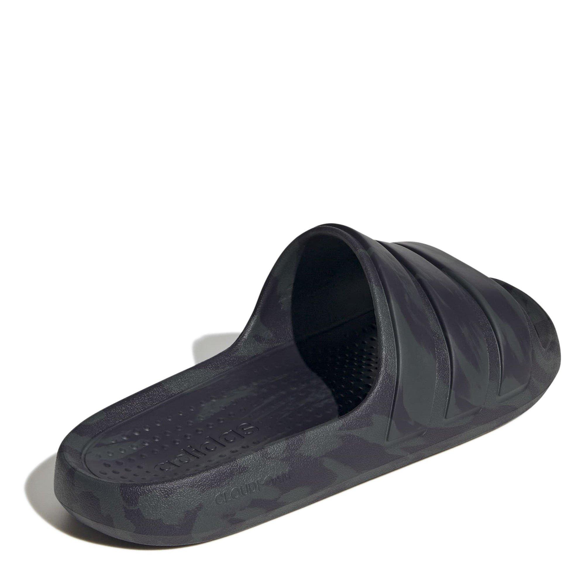 Carbon/Auro Blk - adidas - Adilette Flow Mens Slide Sandals - 4