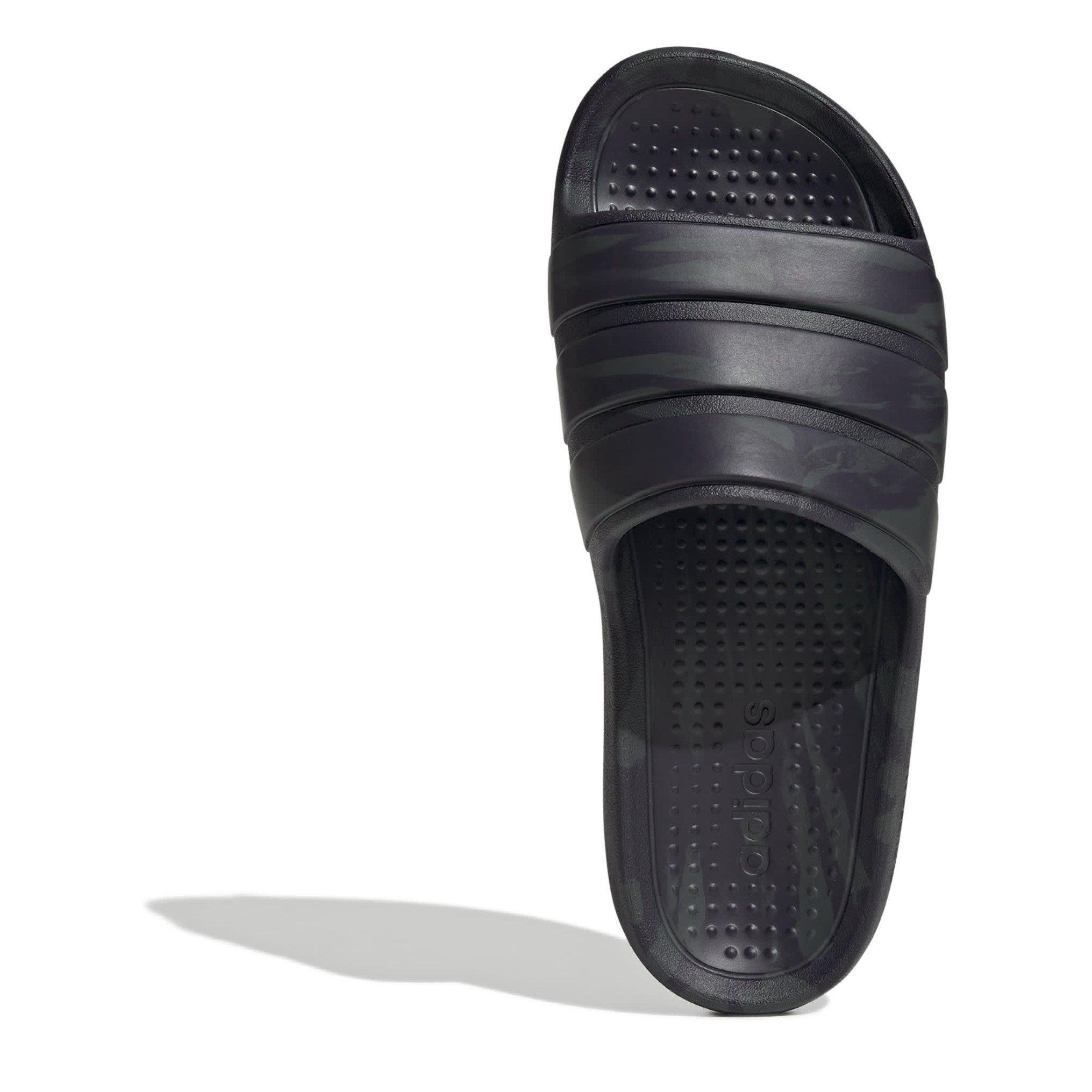 Carbon/Auro Blk - adidas - Adilette Flow Mens Slide Sandals - 5
