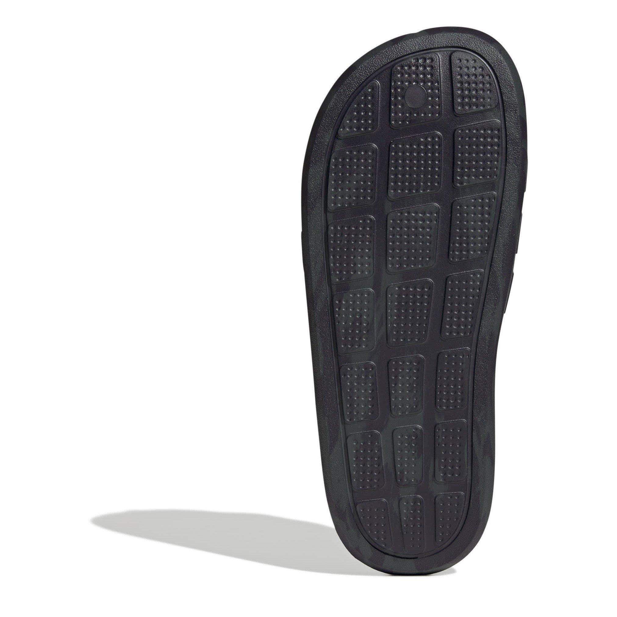 Carbon/Auro Blk - adidas - Adilette Flow Mens Slide Sandals - 6