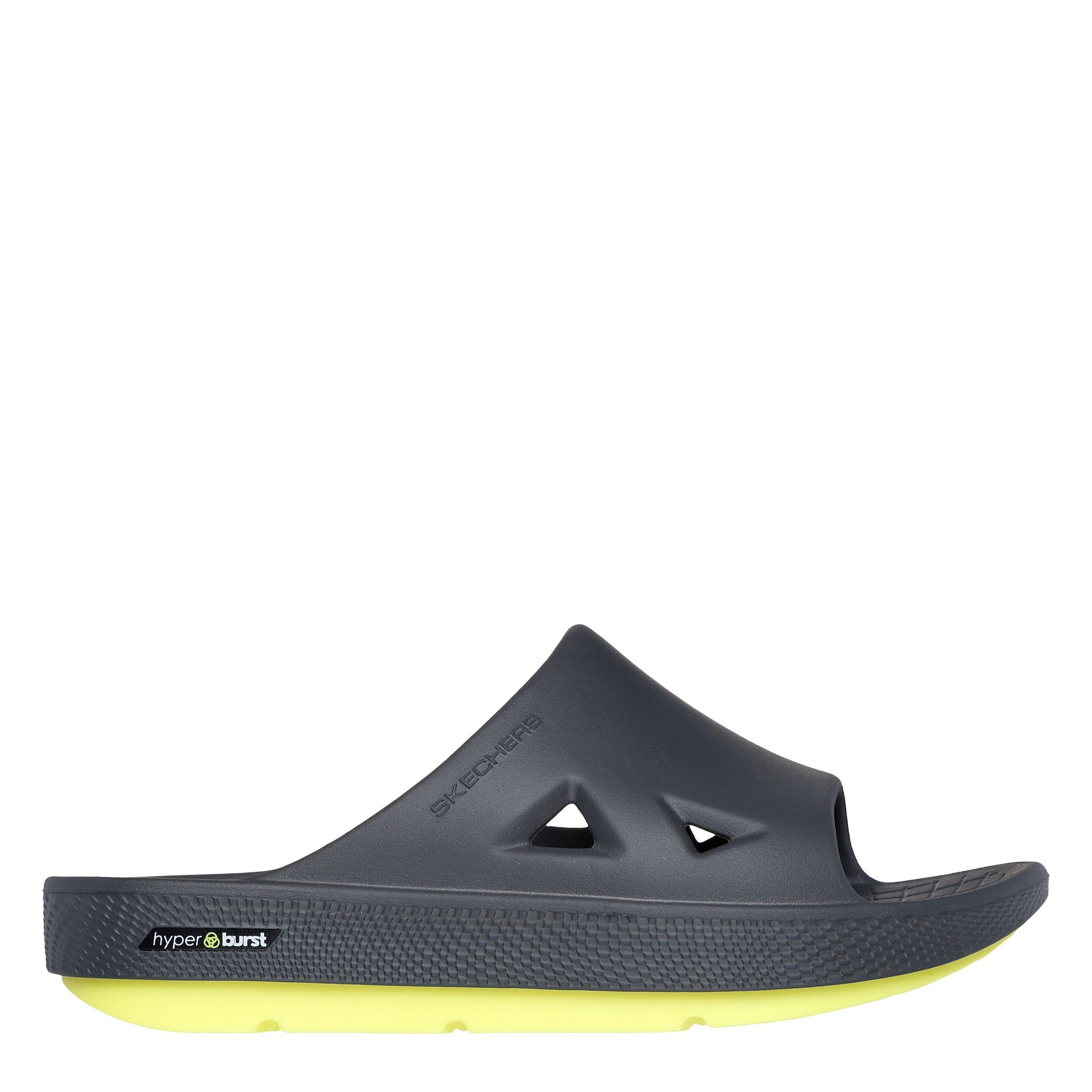 Skechers Men's Dual Density Premium Arch Fit Hyper Sliders - Charcoal/Green - 6 (39.5)