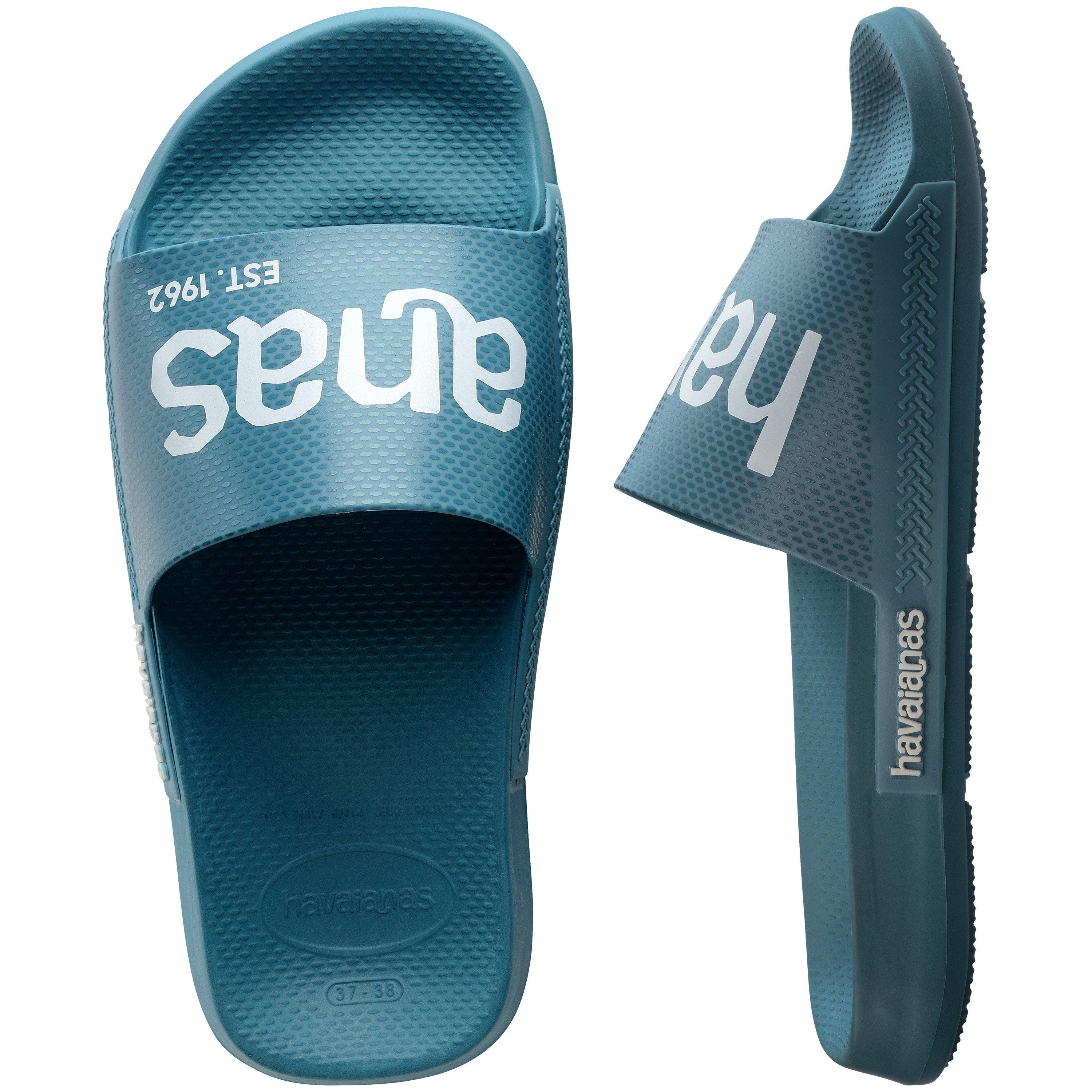 Amznte Blue - Havaianas - Hav. Slide Classic Logomania Black Flip Flops Mens - 3