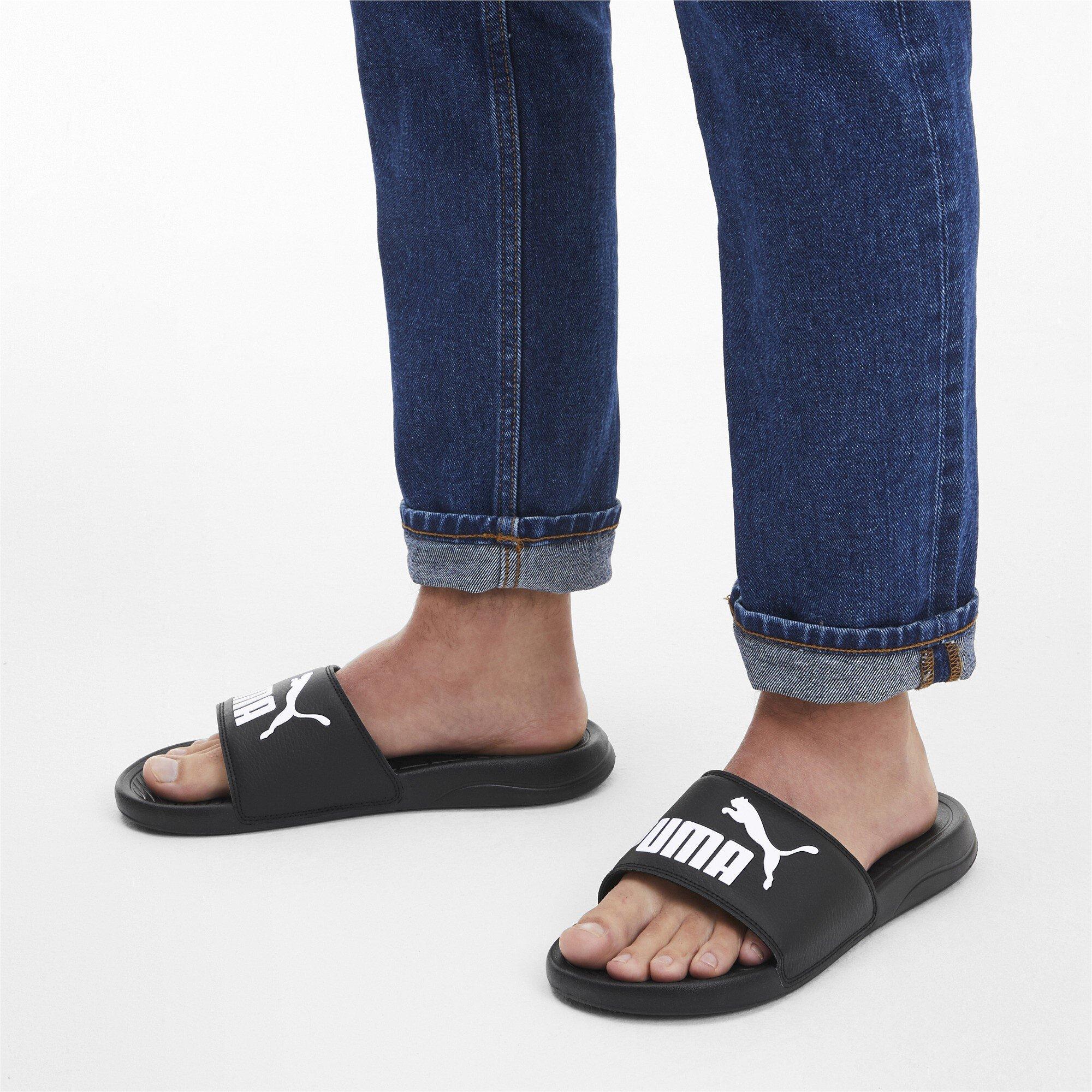 Black-Blk-White - Puma - Popcat 20 Mens Slide Sandals - 7