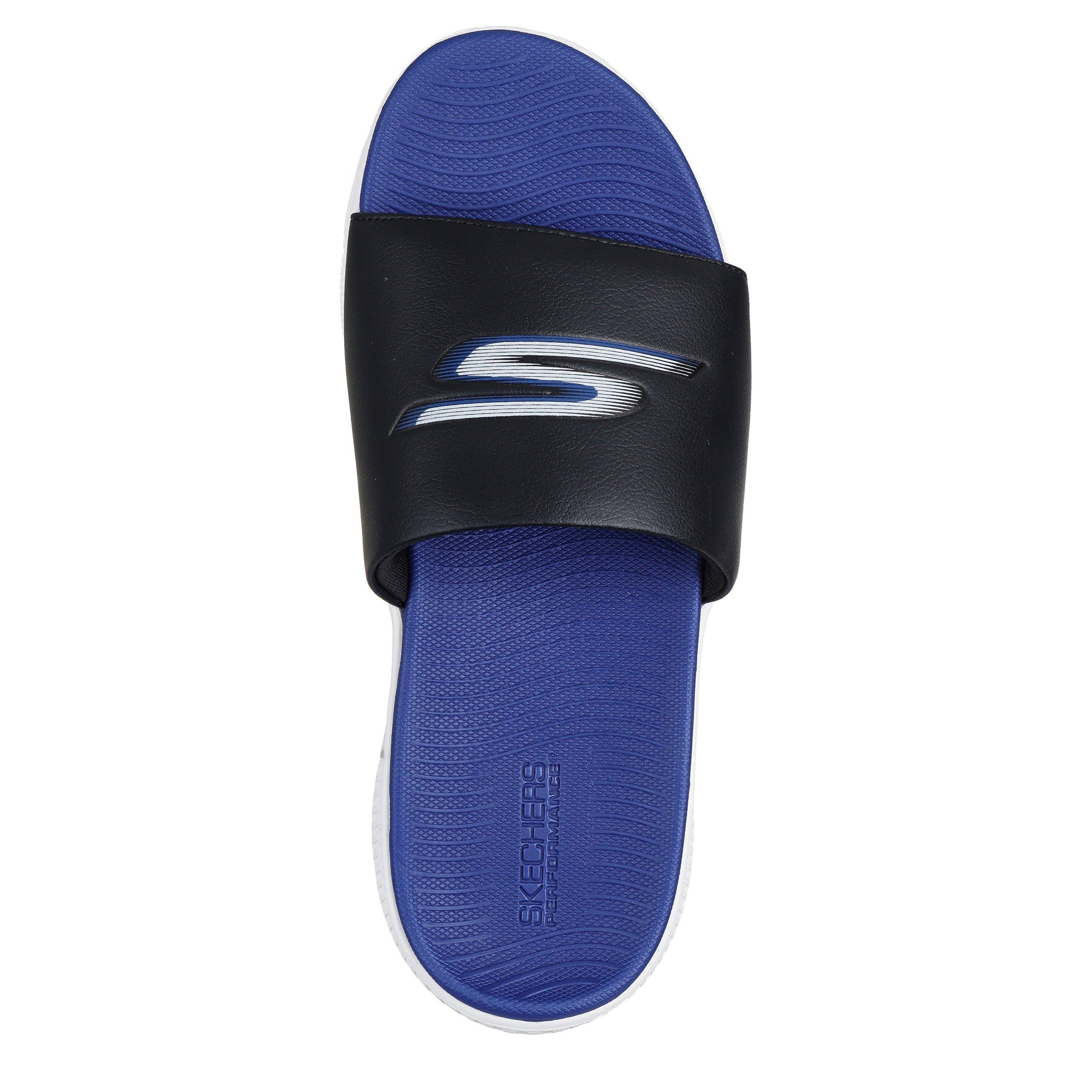 BLK/BLUE - Skechers - Men's Pool Sliders - 4