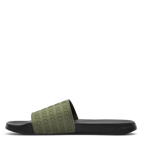 OLIVE/BLK - Skechers - Side Lines Adults Slide Sandals - 3