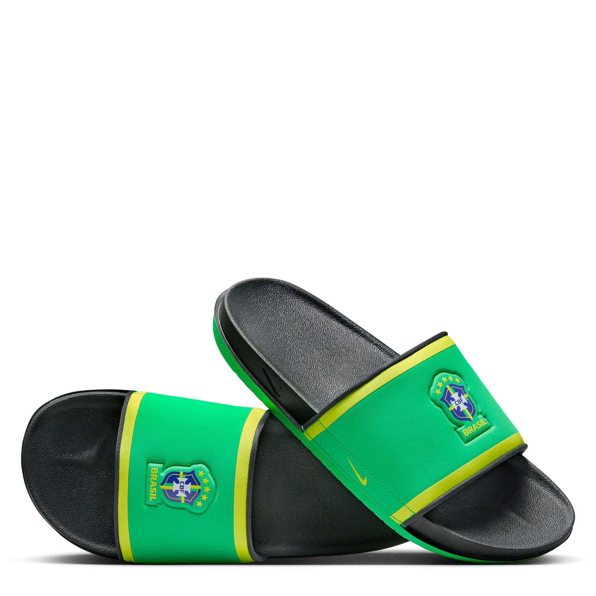 Green/Yell-Grey - Nike - OffCourt Brazil Slide Sandals - 5