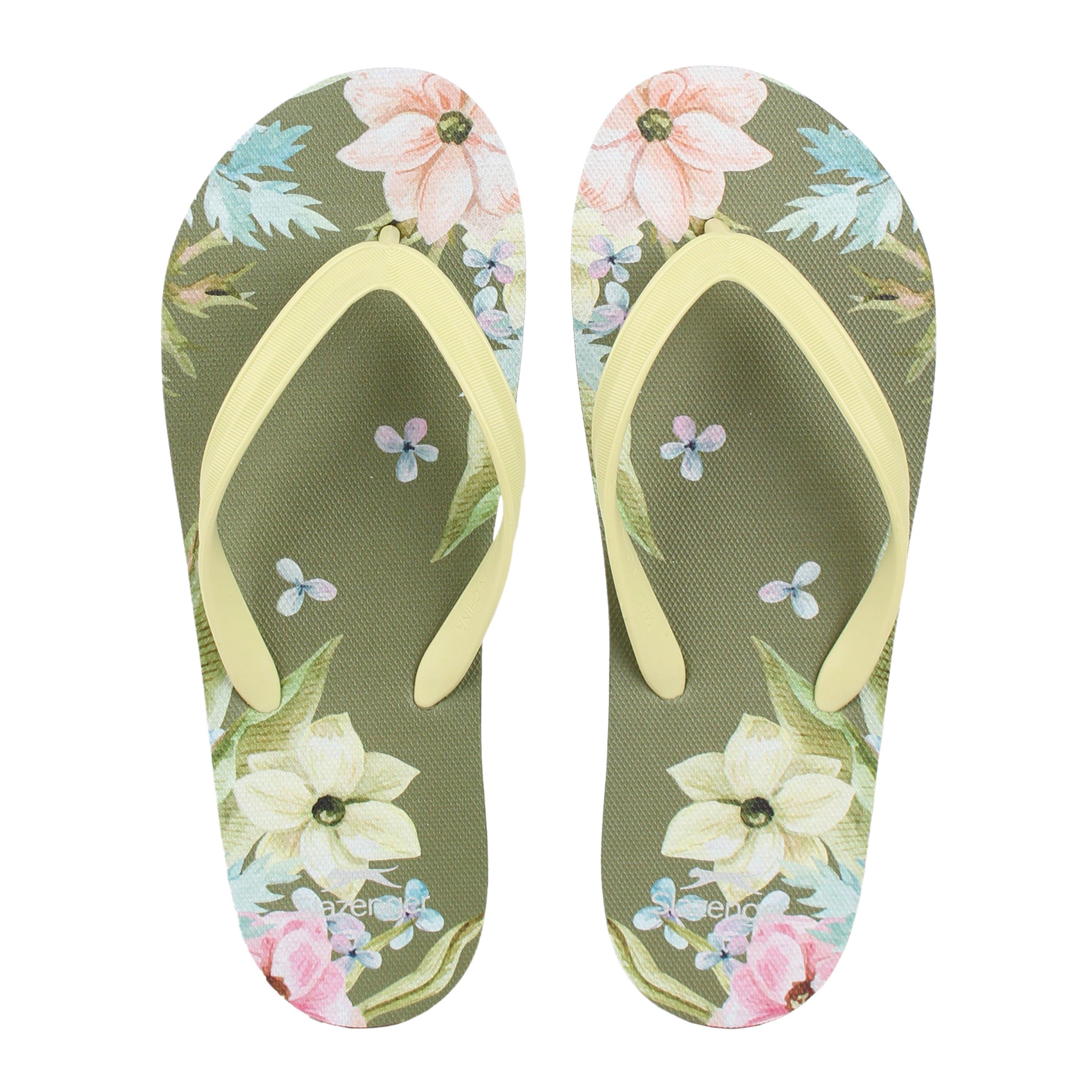 Green/Floral - Slazenger - Flip Flops Womens - 5