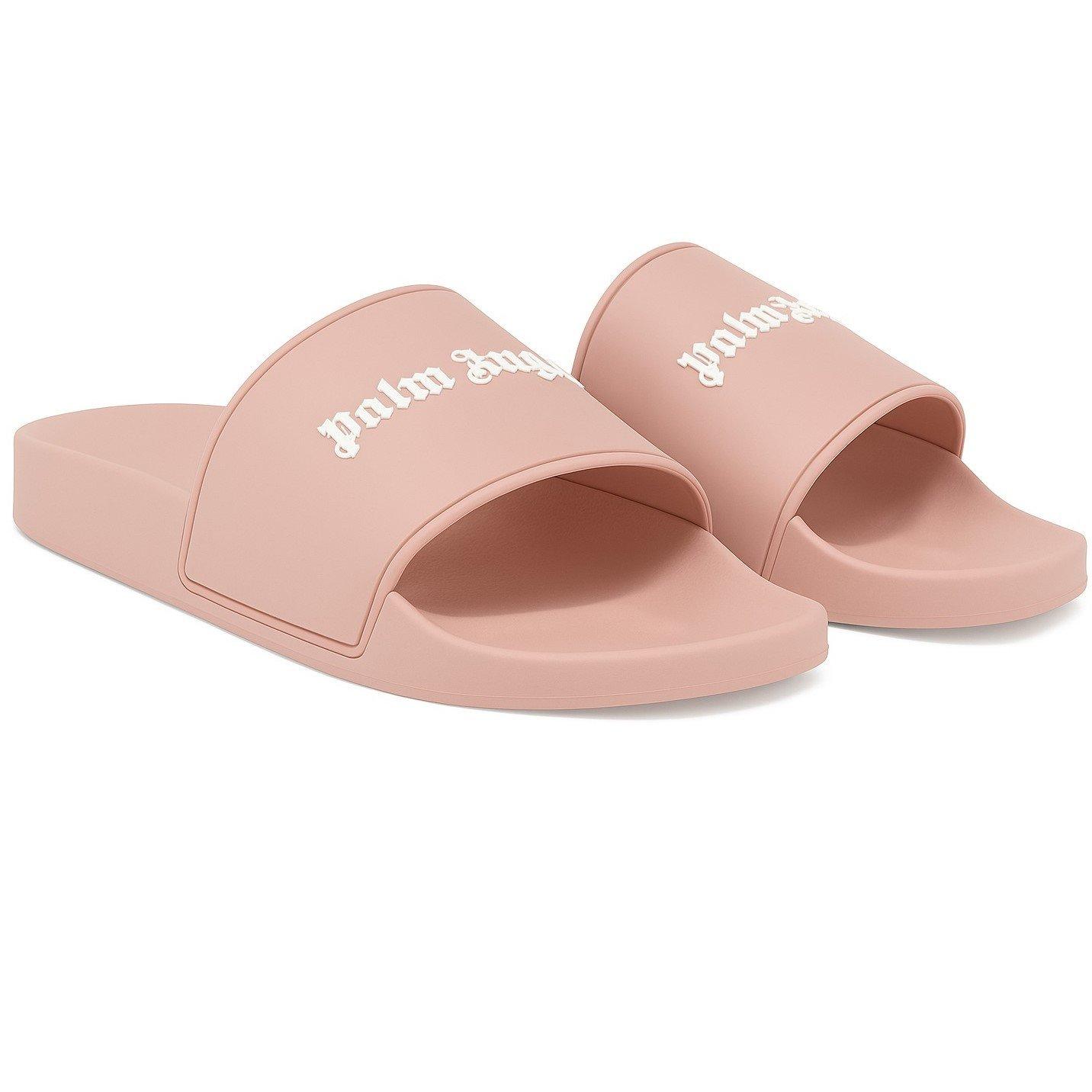 Pink White - Palm Angels - Women's Essential Logo Pool Sliders - 1