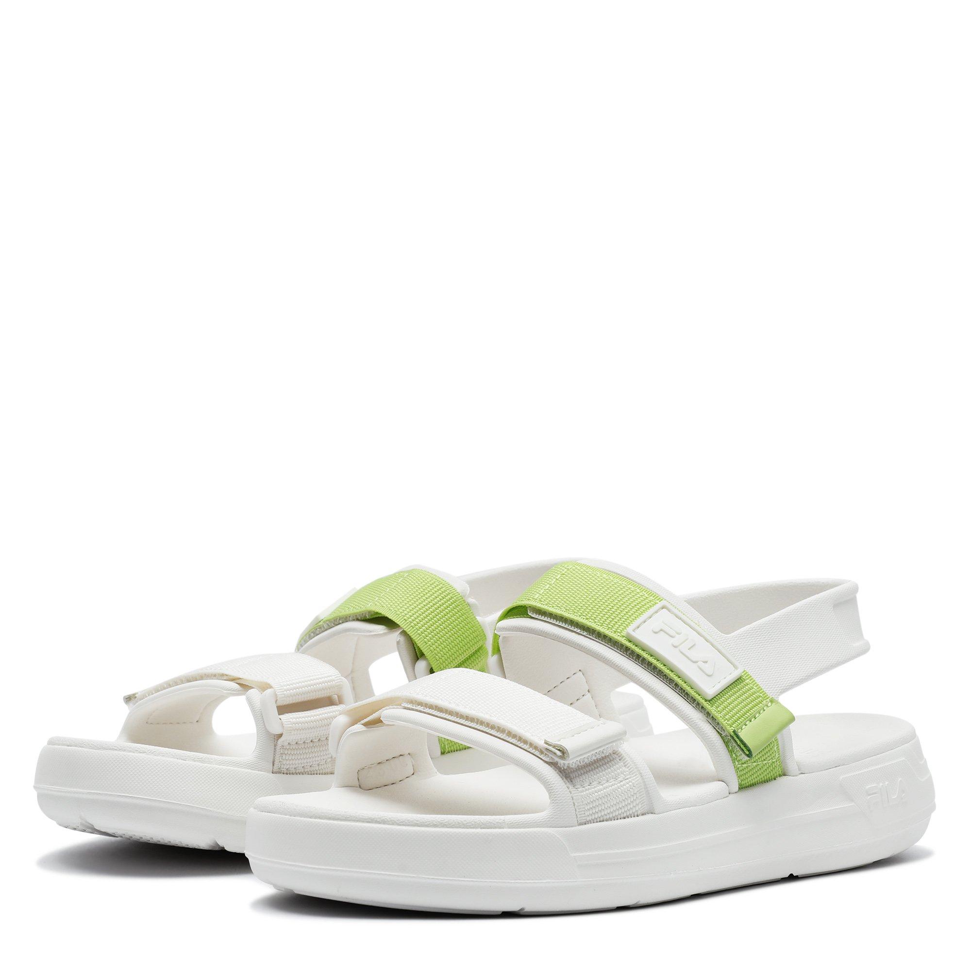 Wht/Green/Wht - Fila - Pong V2 Womens Flat Sandals - 5