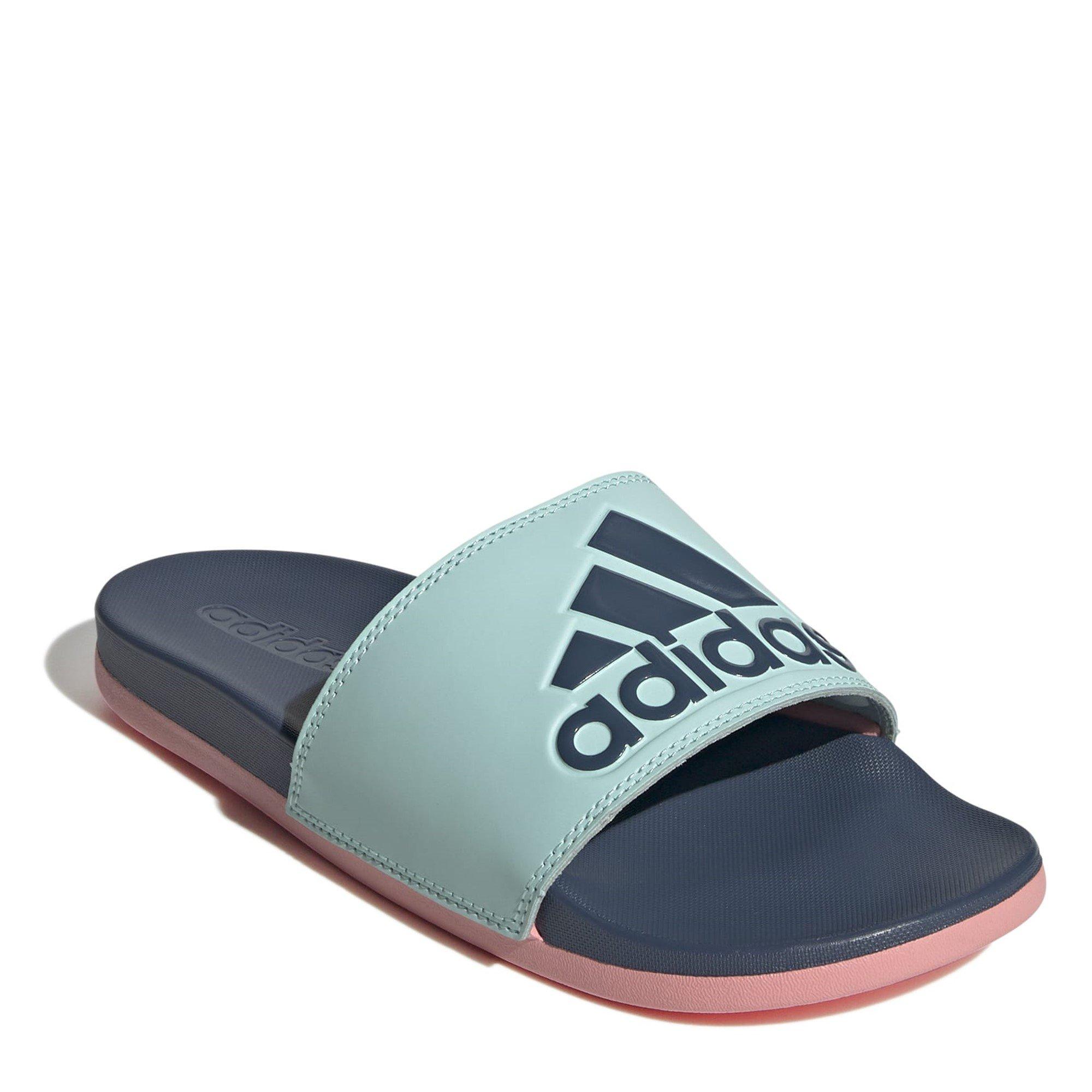 S.Aqua/Ink/Pink - adidas - Adilette Comfort Womens Slide Sandals - 3