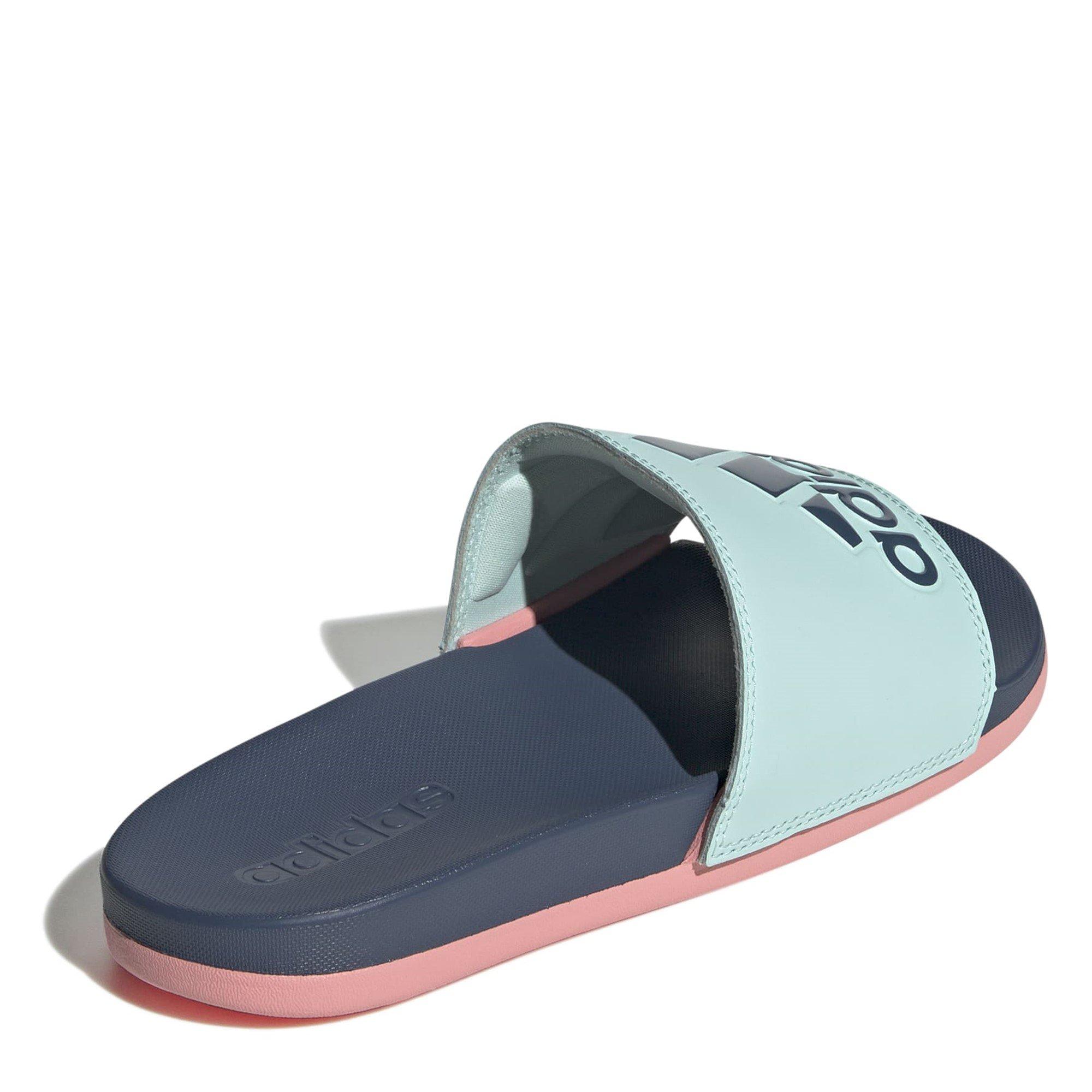 S.Aqua/Ink/Pink - adidas - Adilette Comfort Womens Slide Sandals - 4