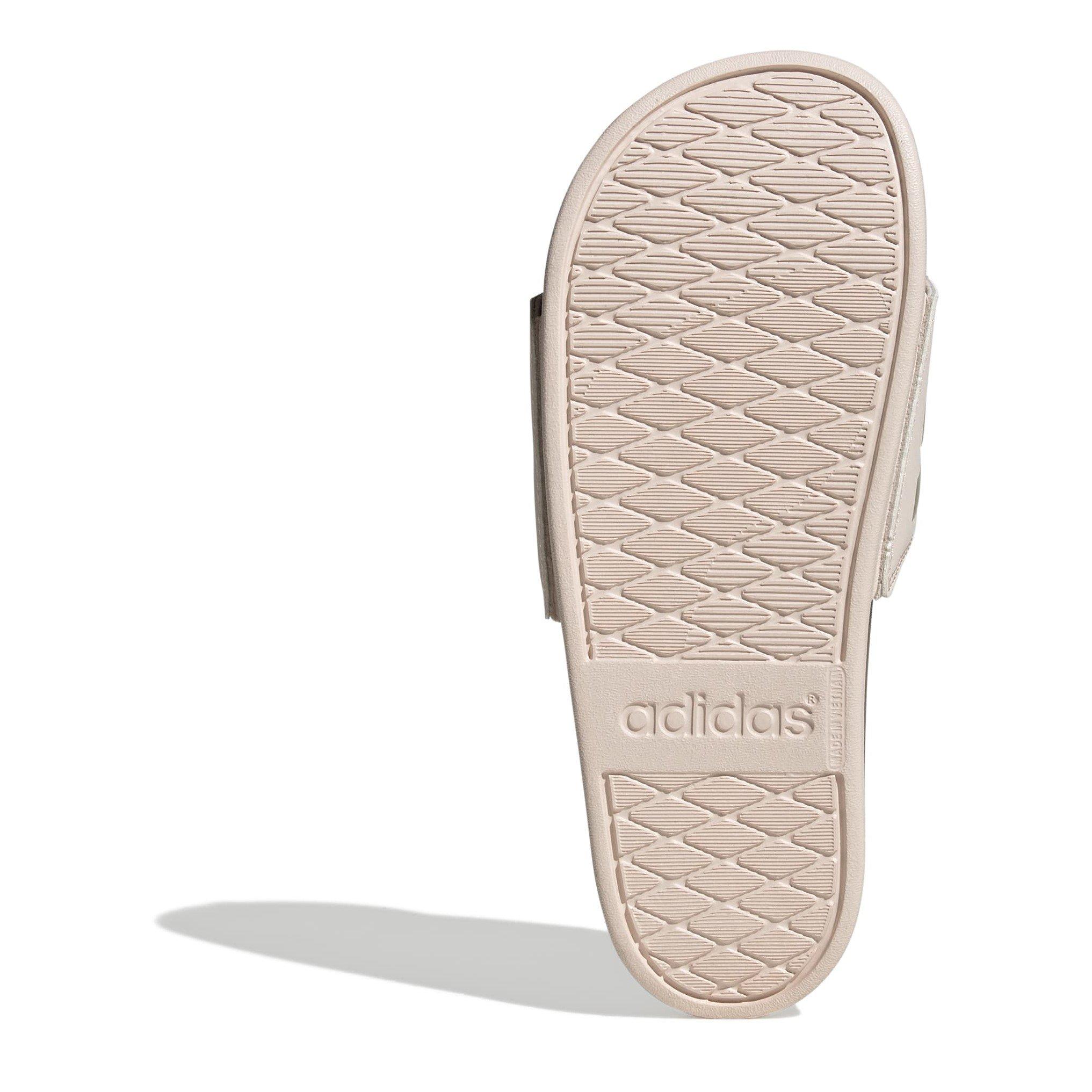 W.Quartz/Champ - adidas - Adilette Comfort Womens Slide Sandals - 6