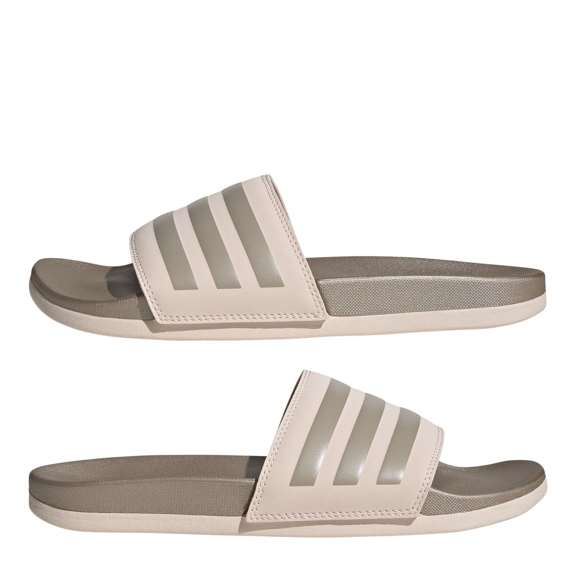 W.Quartz/Champ - adidas - Adilette Comfort Womens Slide Sandals - 9