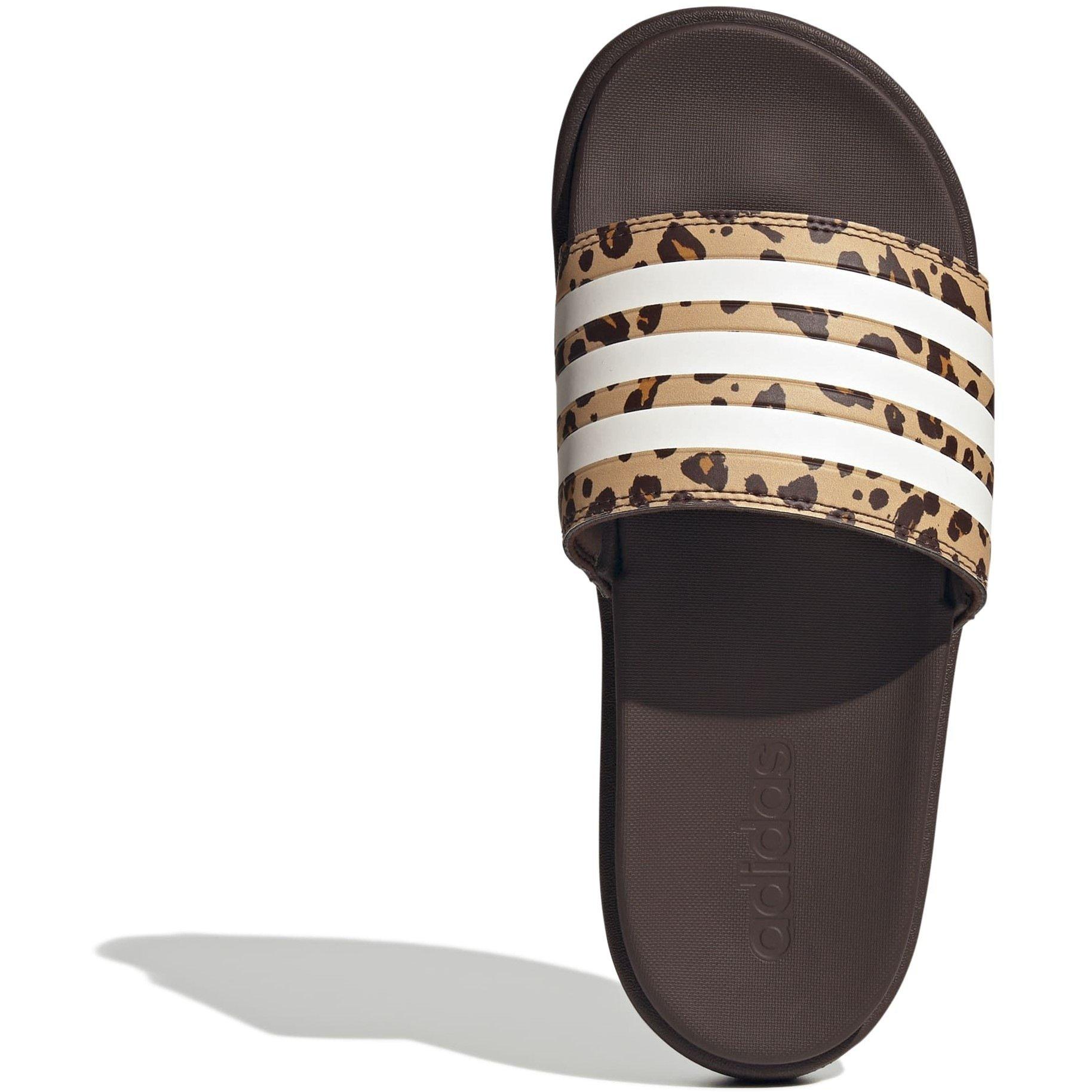 Brwn/Wht/Beige - adidas - Adilette Platform Sliders Womens - 5