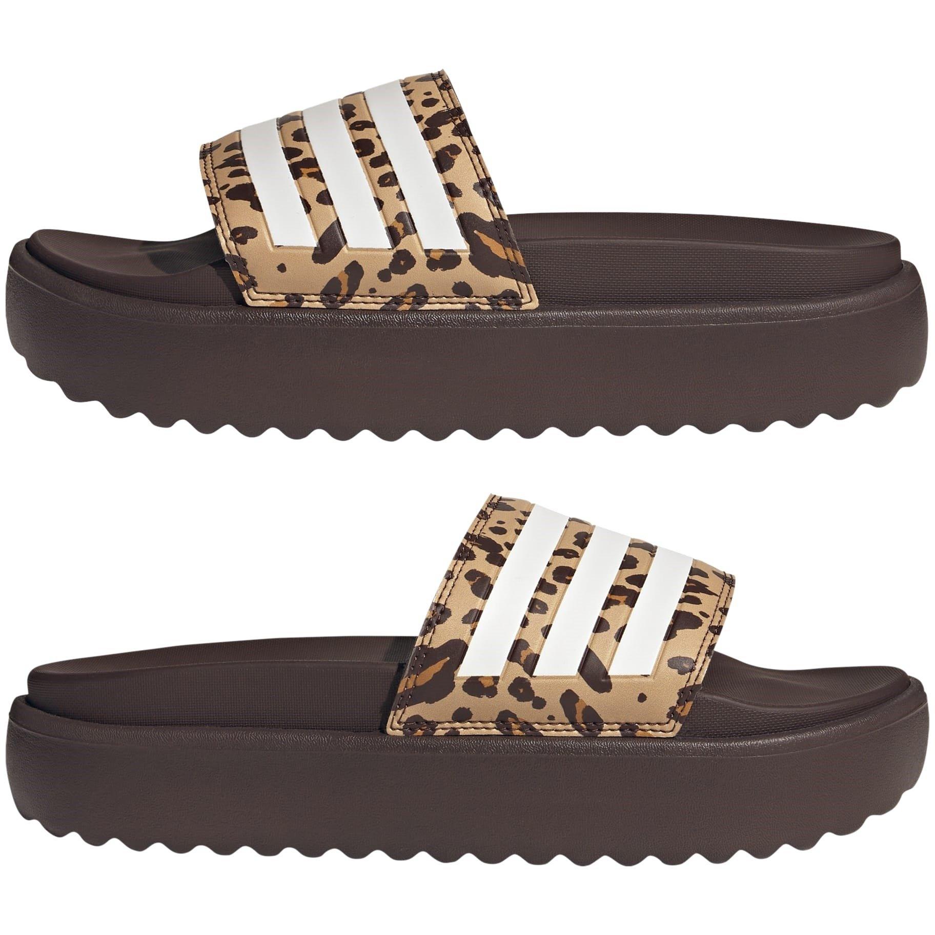 Brwn/Wht/Beige - adidas - Adilette Platform Sliders Womens - 9