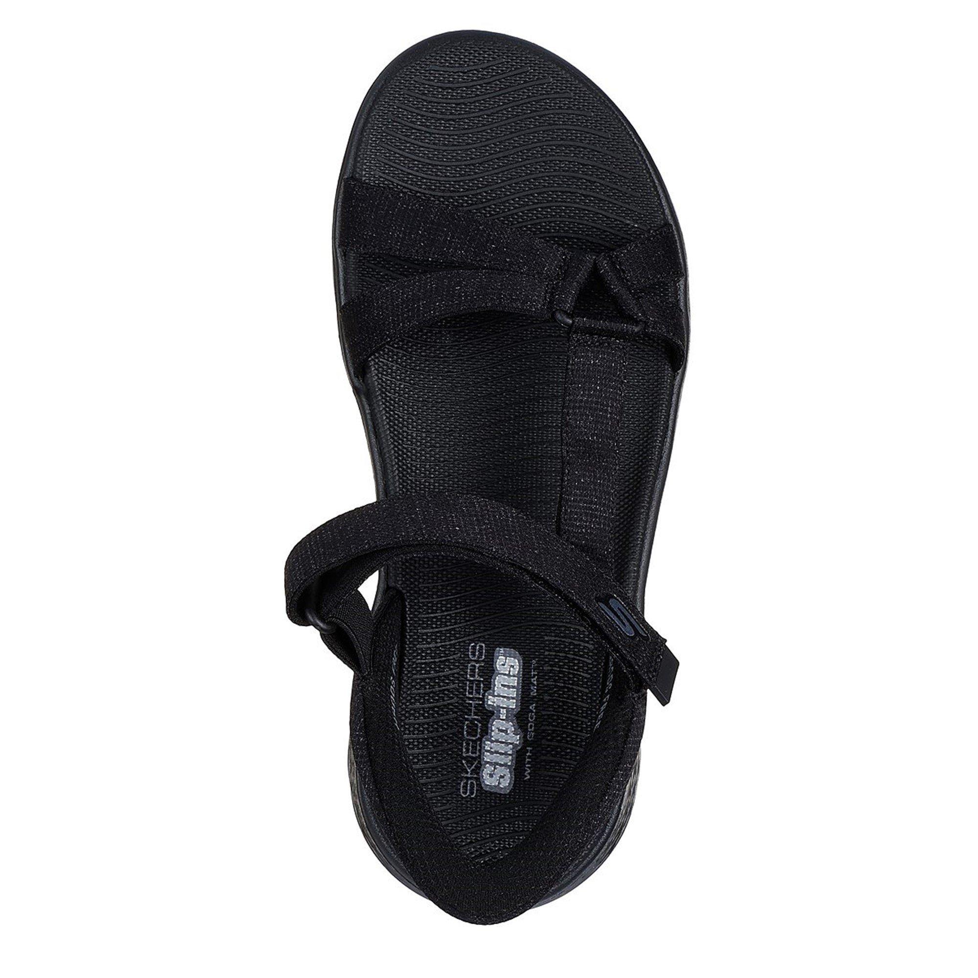 Schwarz - Skechers - Slip-In Heather Quarter Strap Sports Sandals - 5