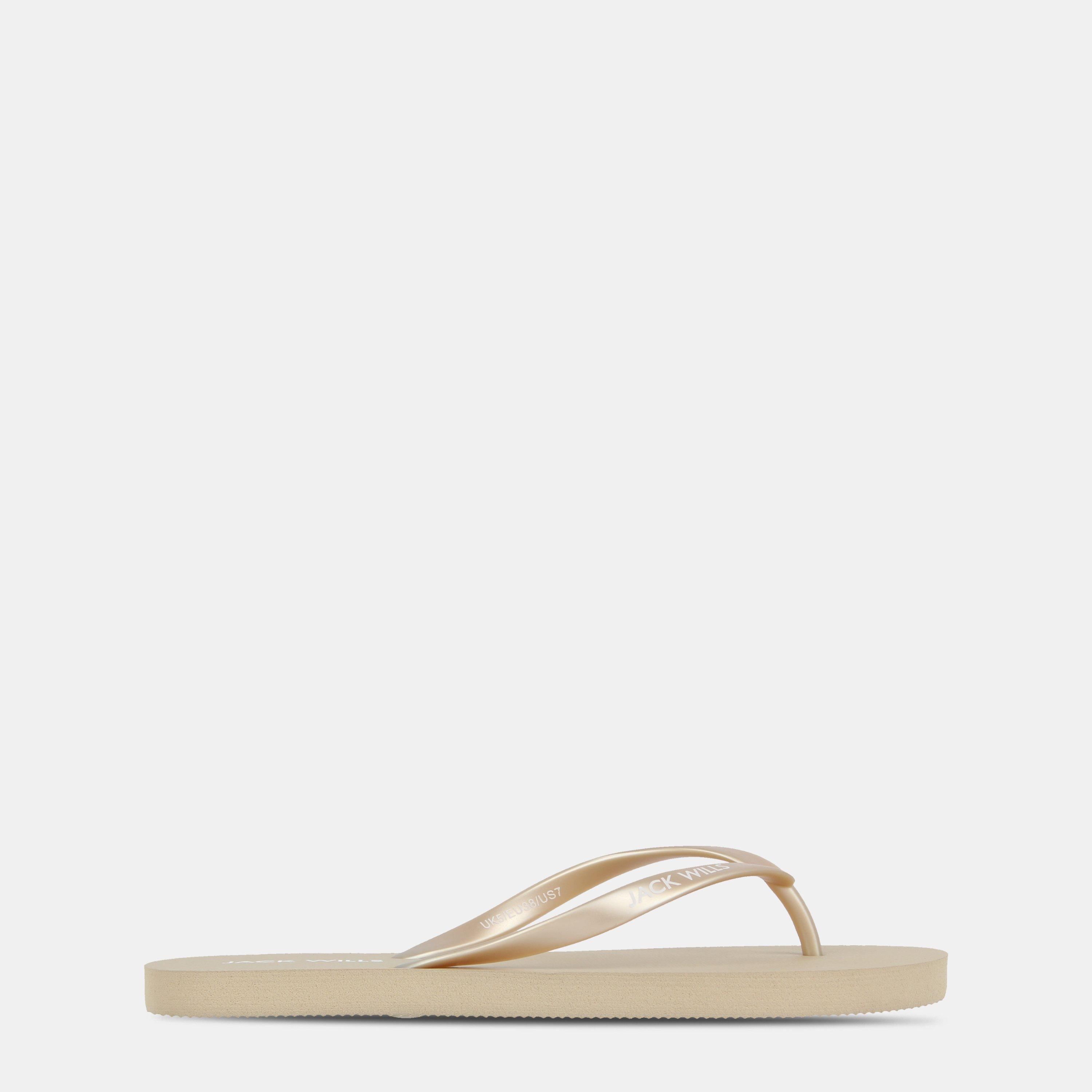 Jack Wills Women's Gold Jw Flop Flip Flops - 5 (38)
