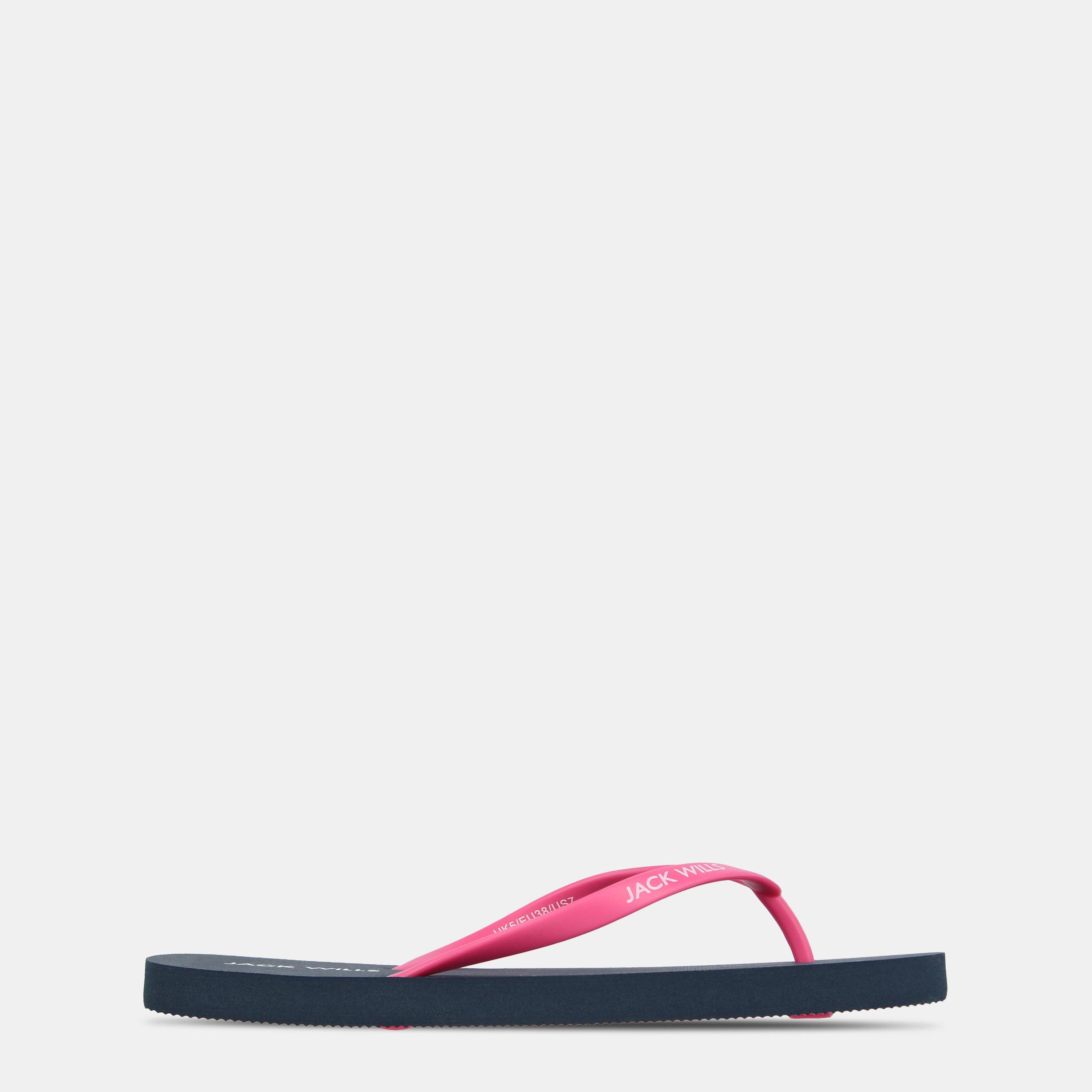 Jack Wills Women's Navy/Pink Jw Flop Flip Flops - 5 (38)