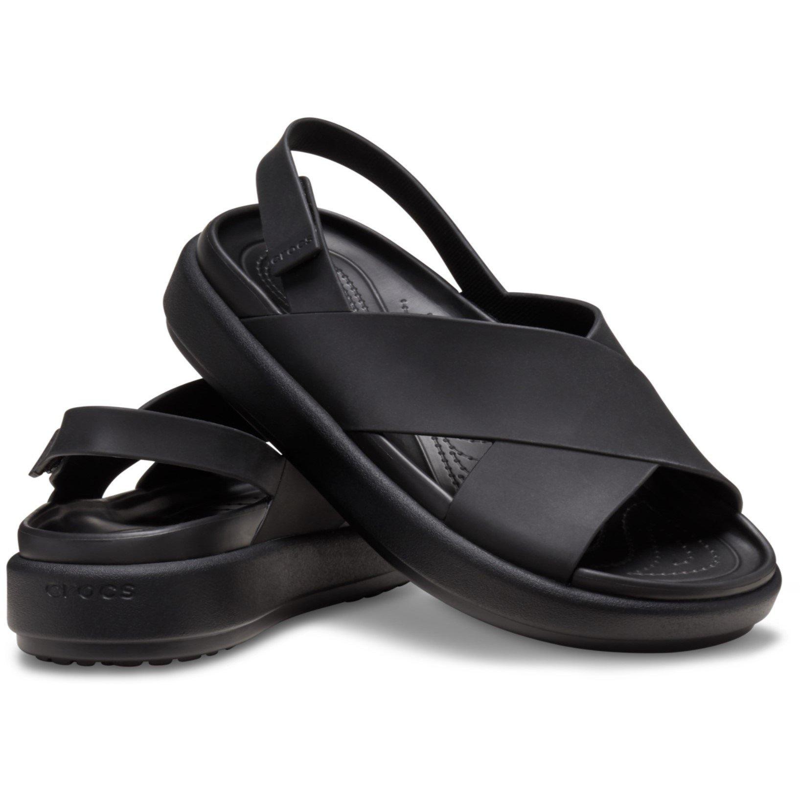 Black/Black - Crocs - Brooklyn Lux Cross Strap Pool Slider - 2