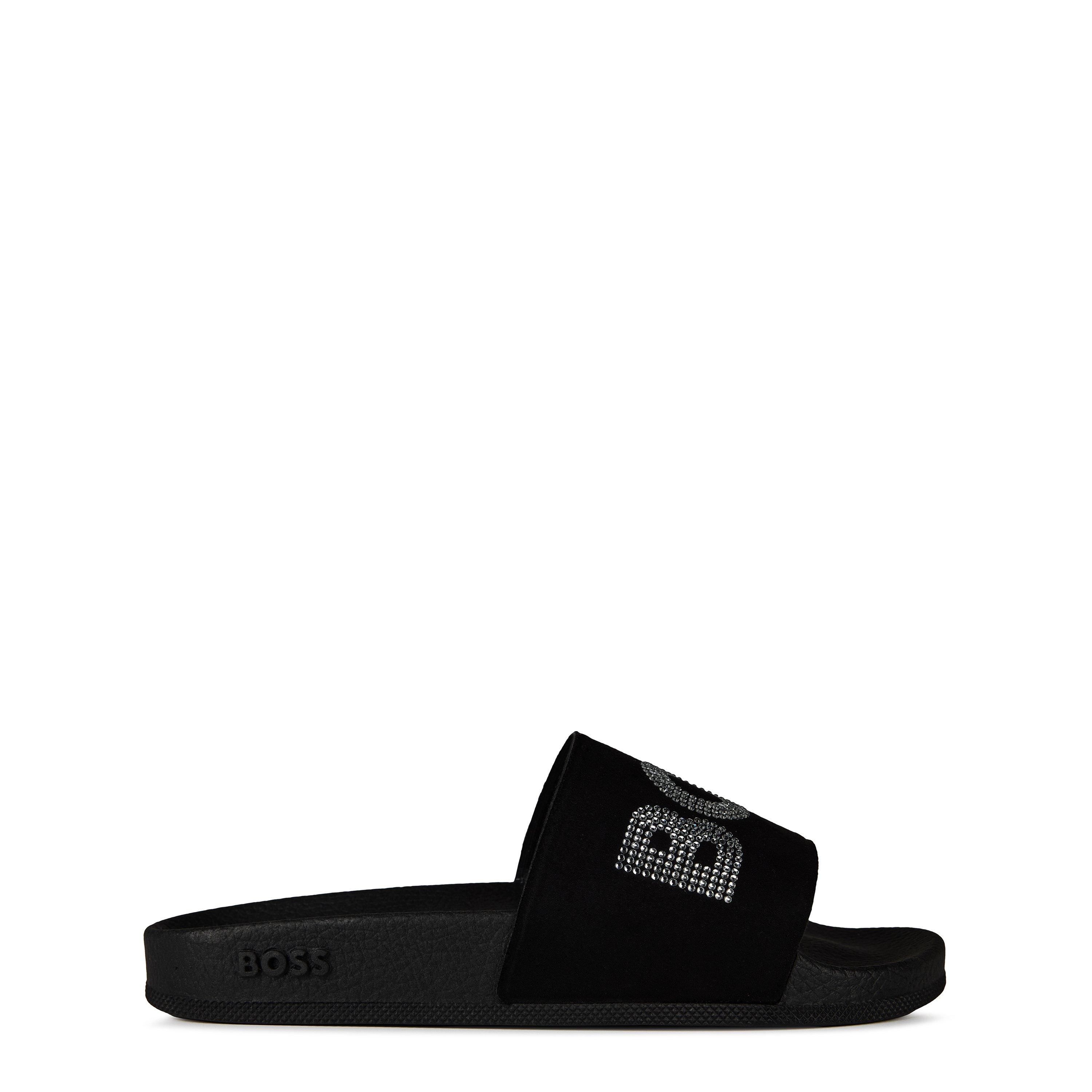 Black - Boss - Women's Diamante Pool Sliders - 1