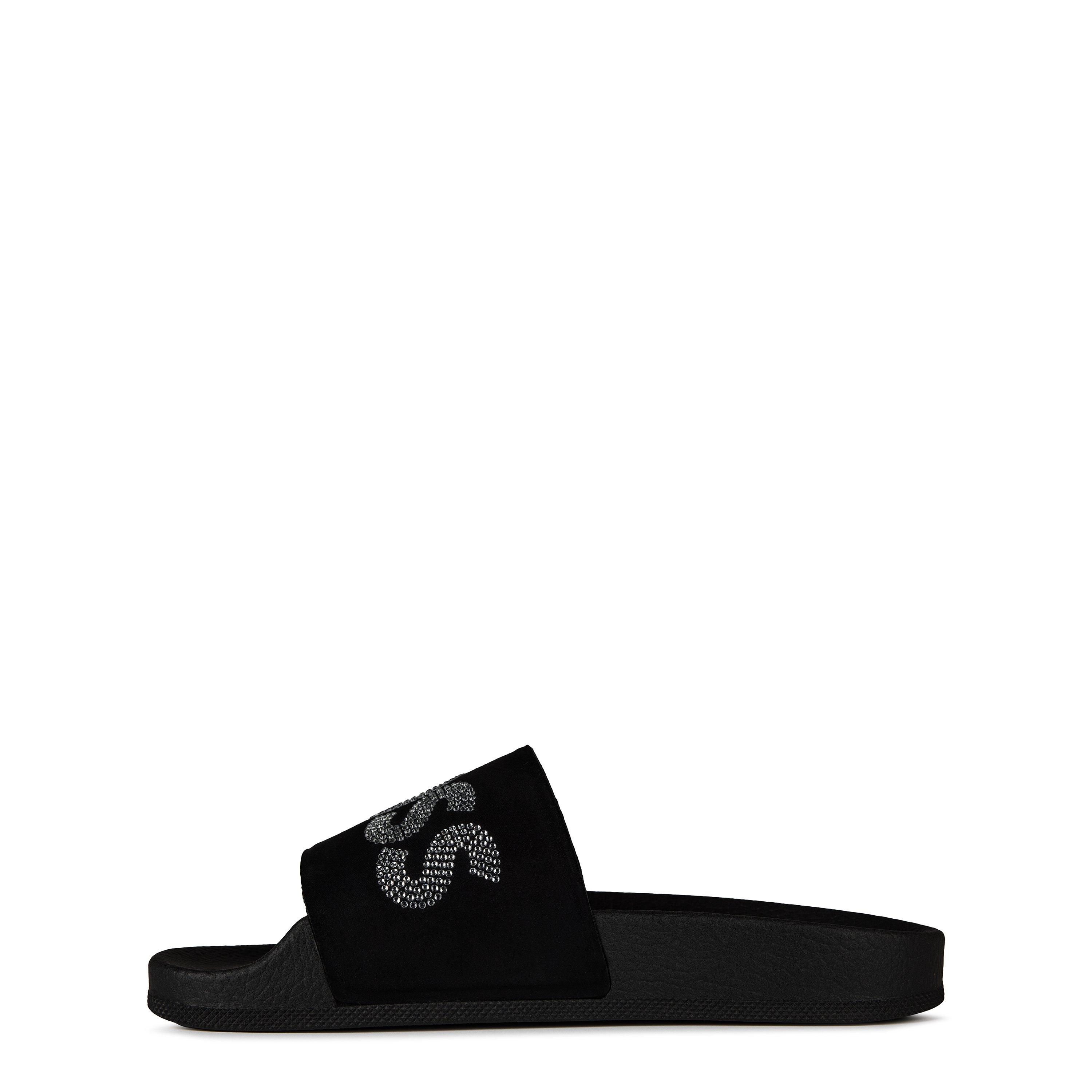 Black - Boss - Women's Diamante Pool Shoes Sandals - 3