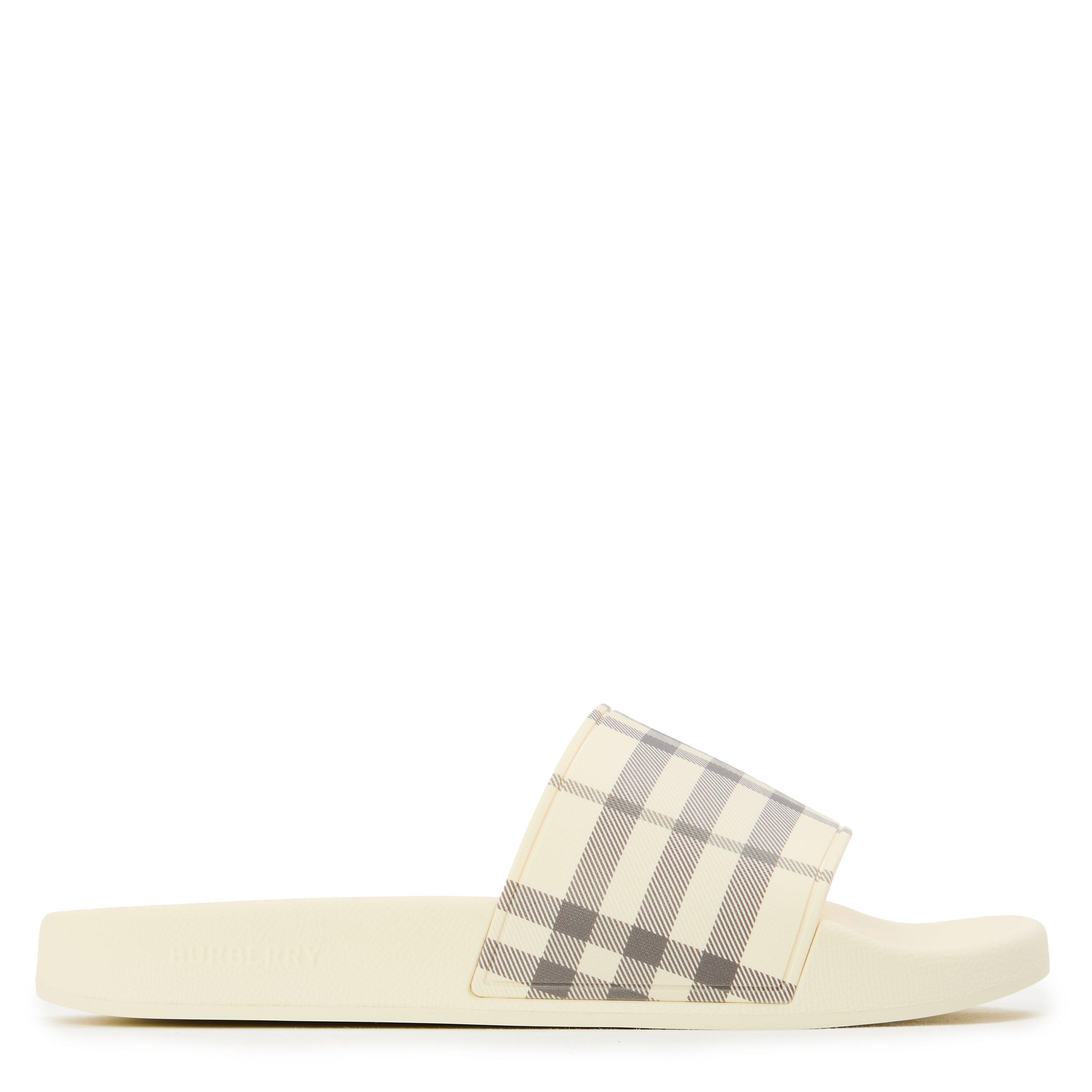 Burberry Women's Vintage Check Furley Sliders - Lght Beige Chck - Size 5 (38)