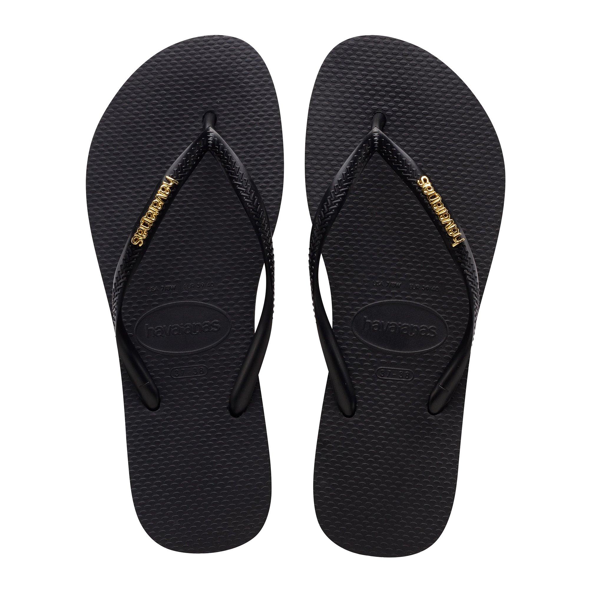Havaianas Women's Slim Flip Flops - Black/Gold - 3-4(35/36)
