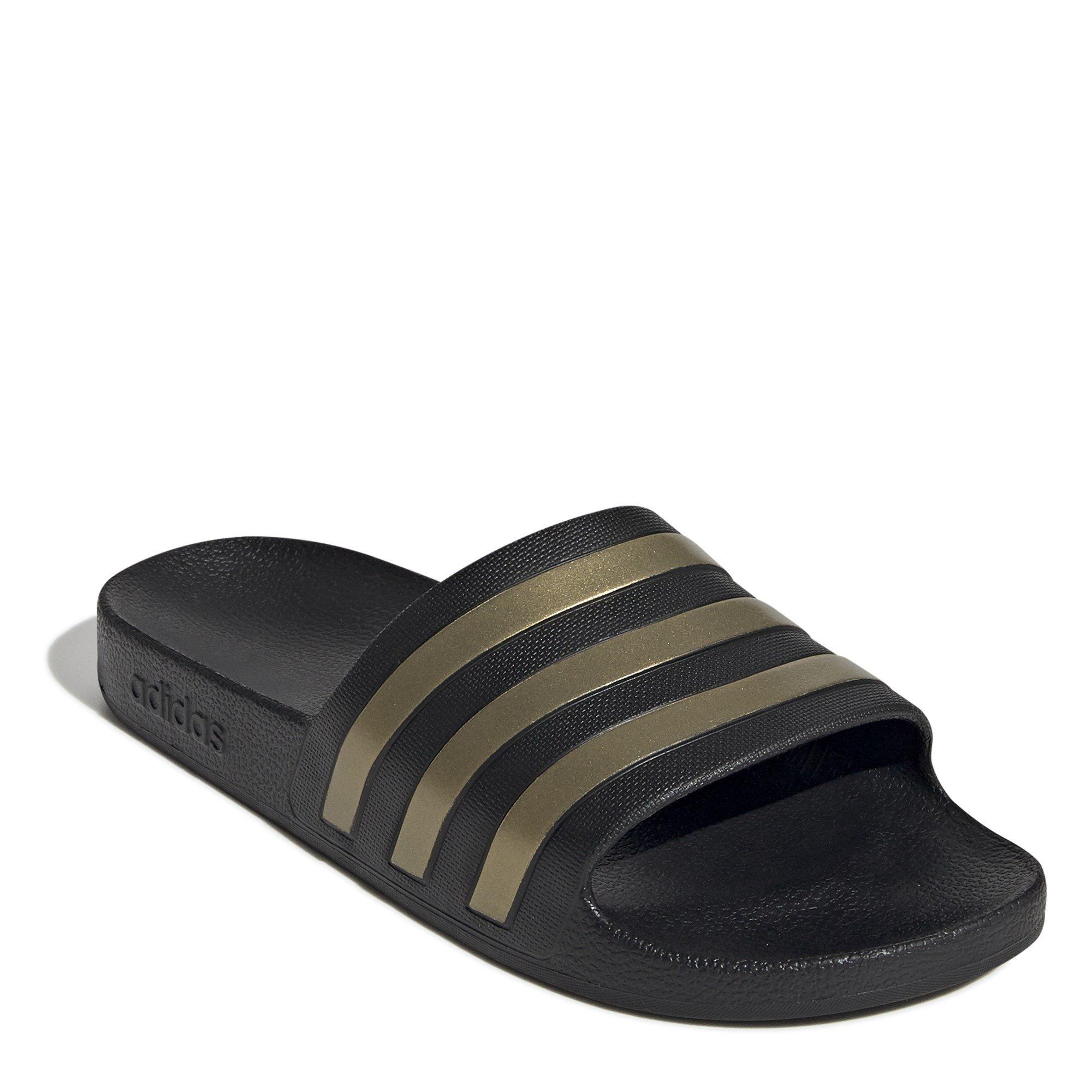 Black/Metalic - adidas - Adilette Aqua Slide Womens - 3