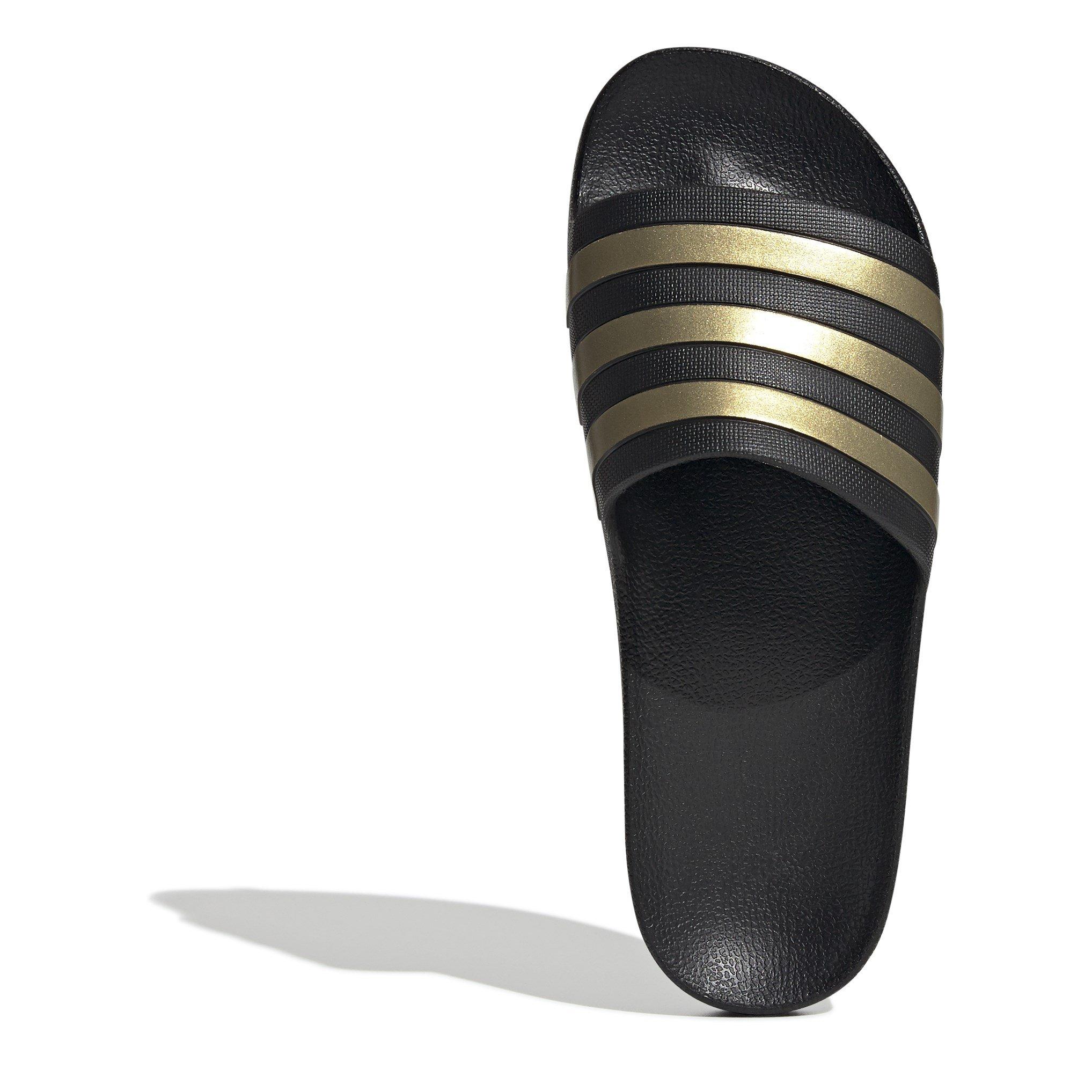 Black/Metalic - adidas - Adilette Aqua Slide Womens - 5