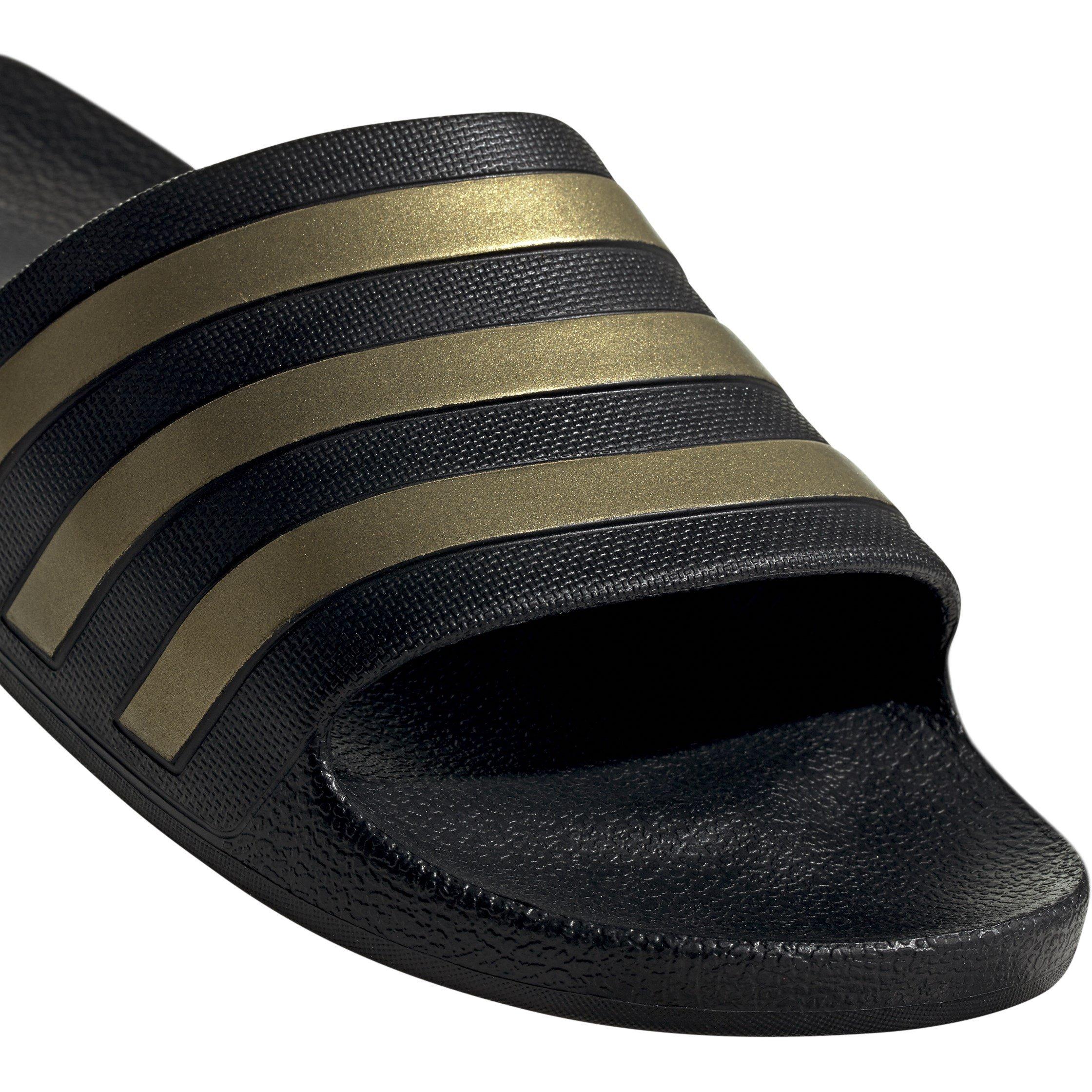 Black/Metalic - adidas - Adilette Aqua Slide Womens - 7