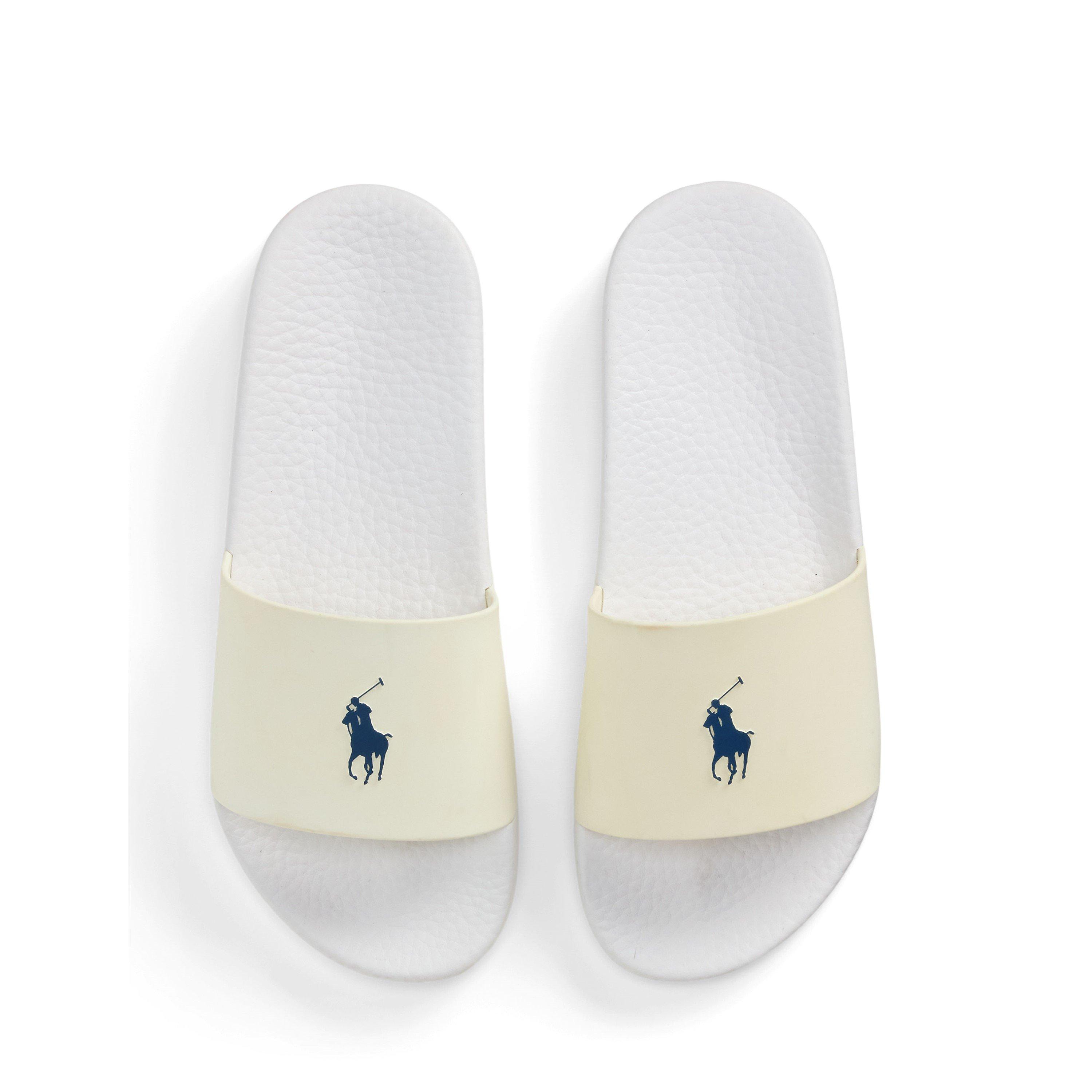 White/Navy - Polo Ralph Lauren - Signature Pony Polo Slide - 5
