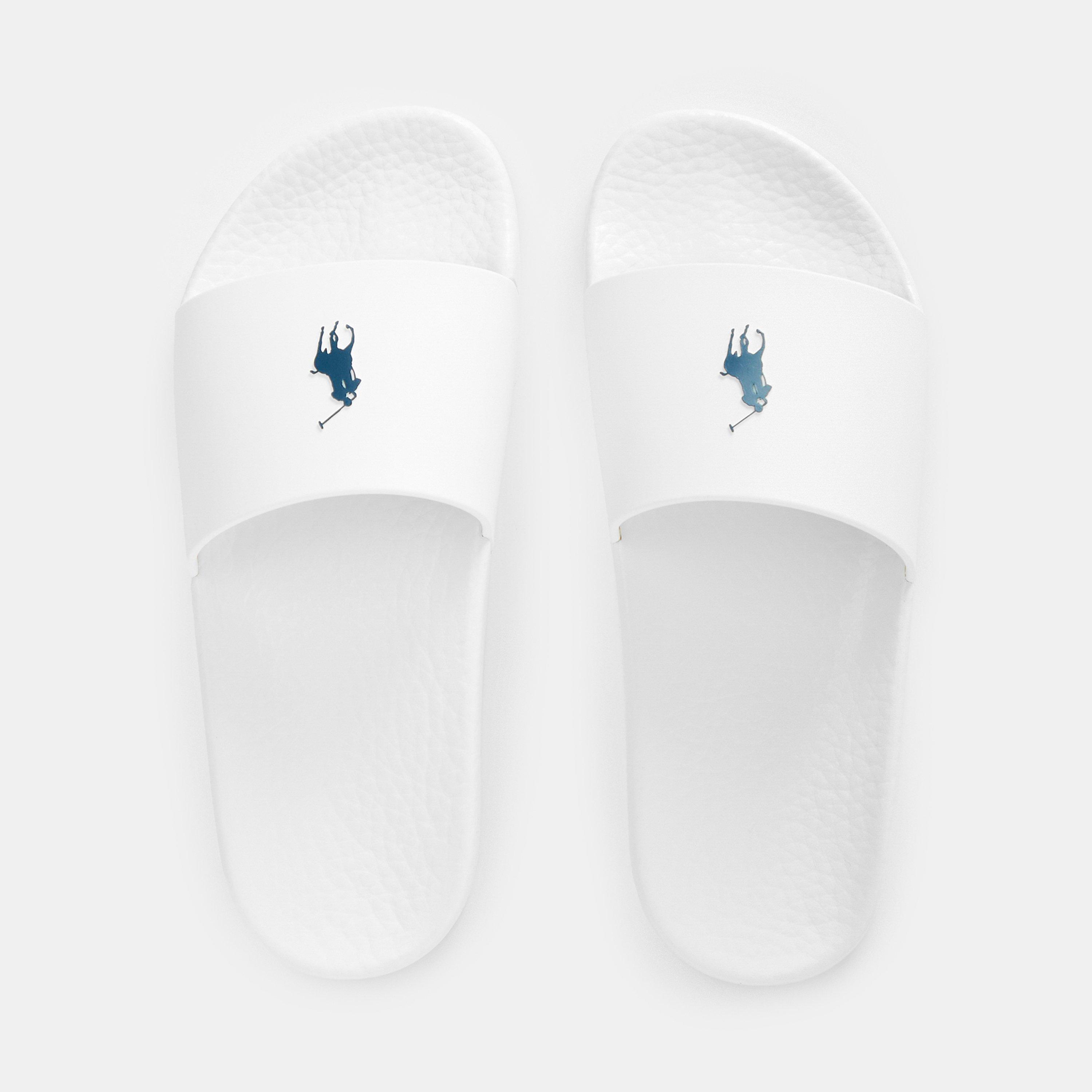 White/Navy - Polo Ralph Lauren - Signature Pony Polo Slide - 6