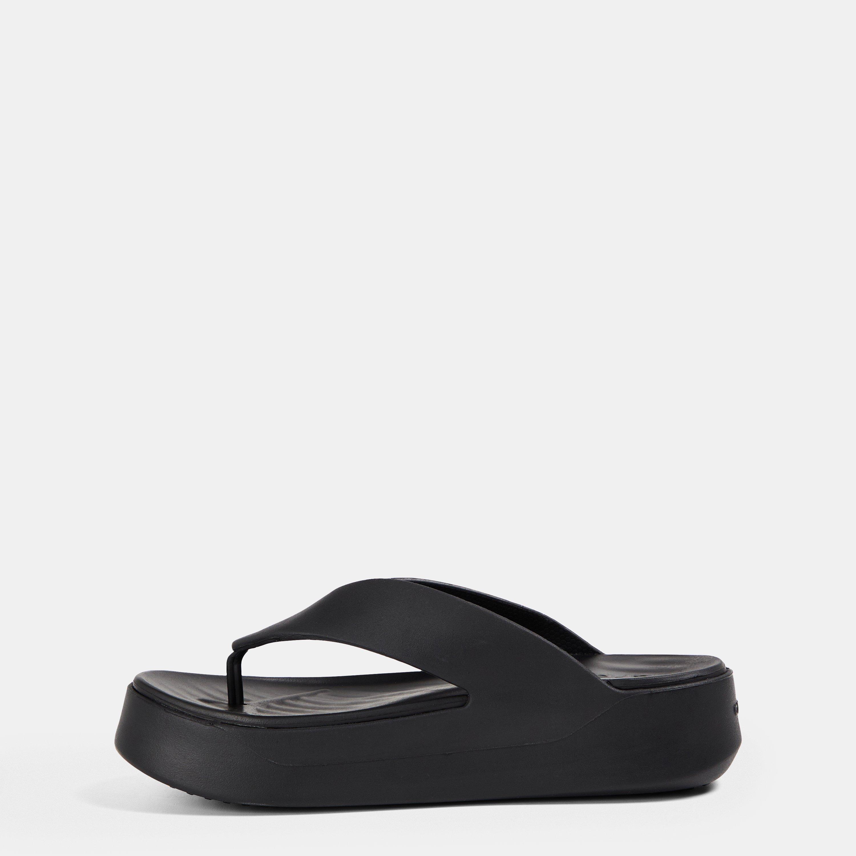 Black - Crocs - Platform Flip Flops - 2