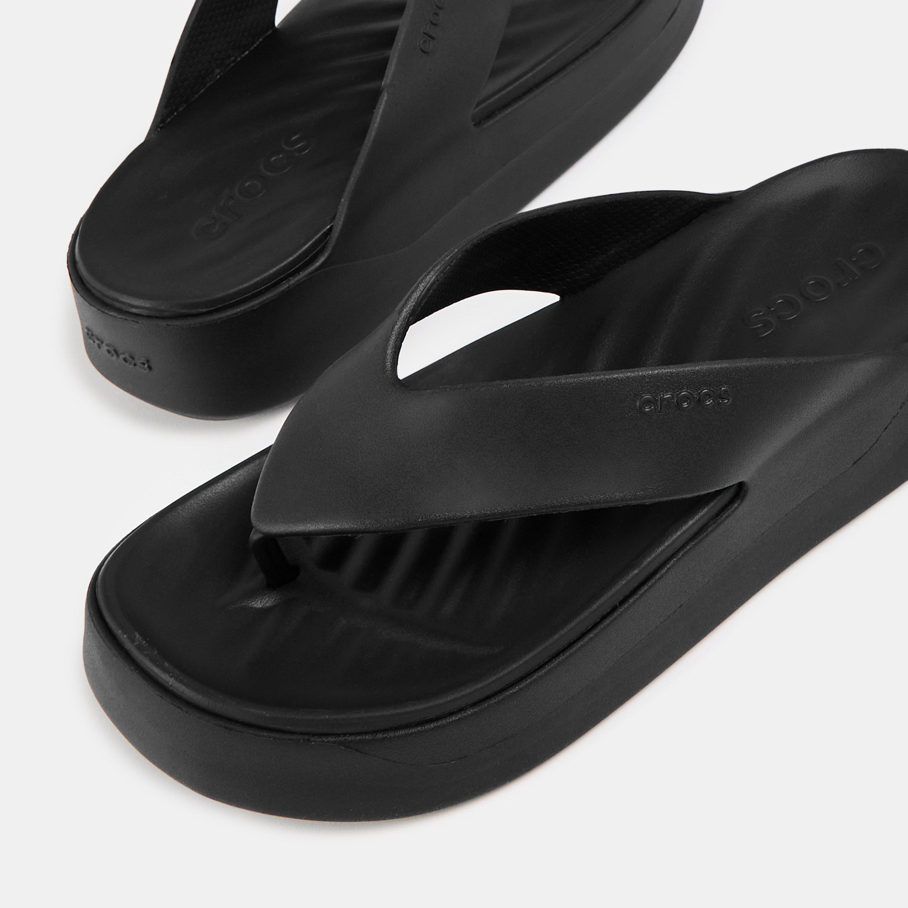 Black - Crocs - Platform Flip Flops - 3