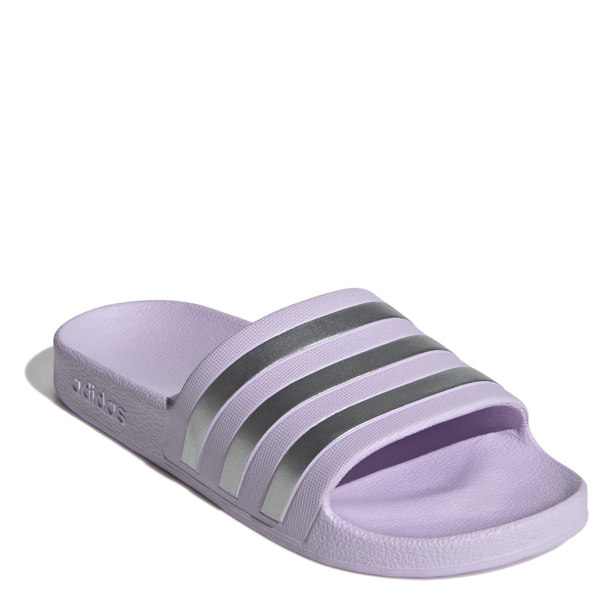 Lavender/Silver - adidas - adidas Adilette Aqua Womens Slide Sandals - 3