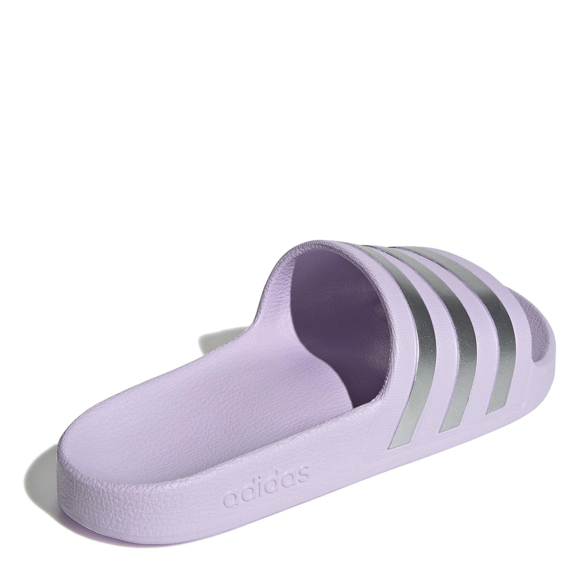Lavender/Silver - adidas - adidas Adilette Aqua Womens Slide Sandals - 4